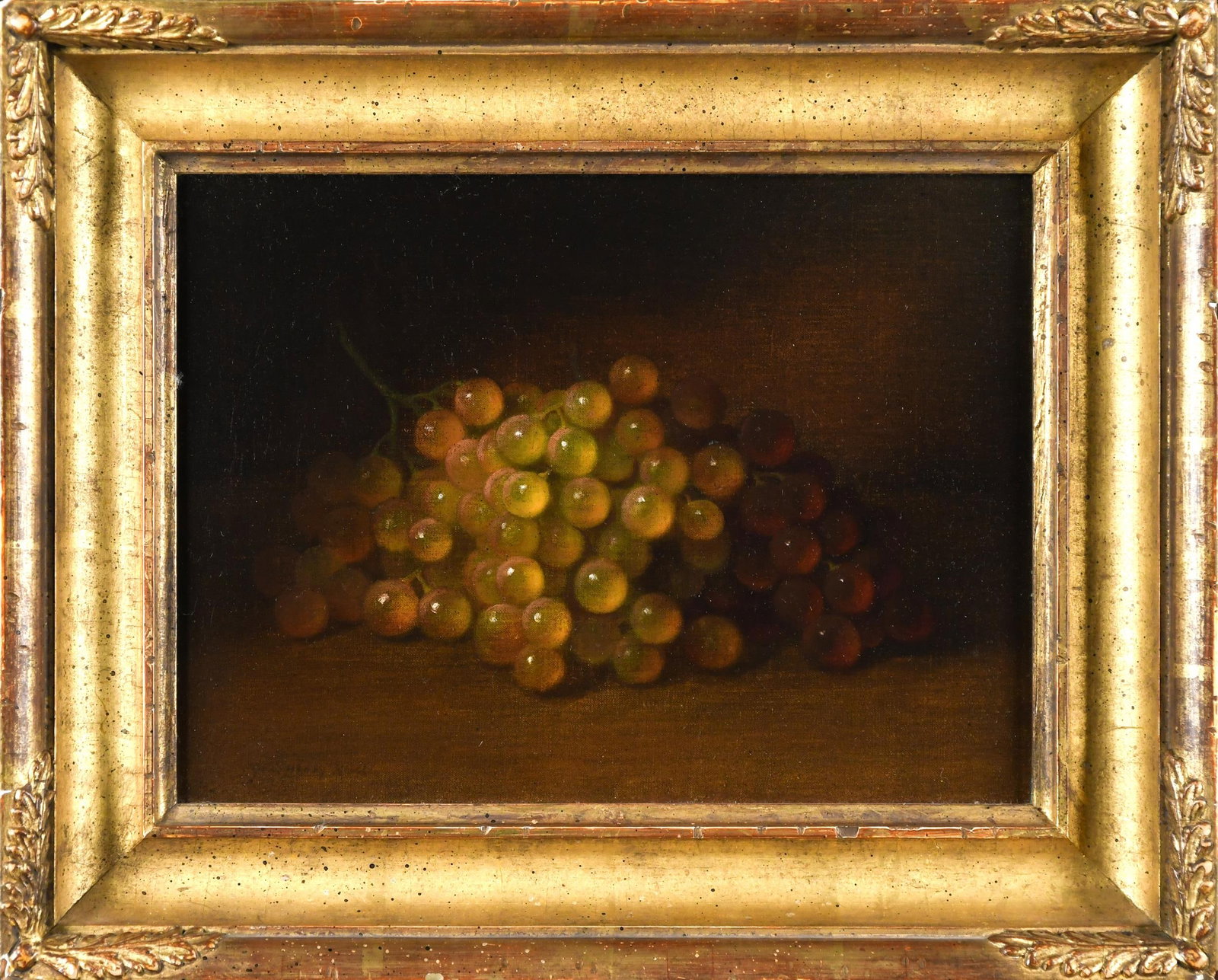 GEORGE HENRY HALL OIL, STILL LIFE OF GRAPES. (1 of 8)