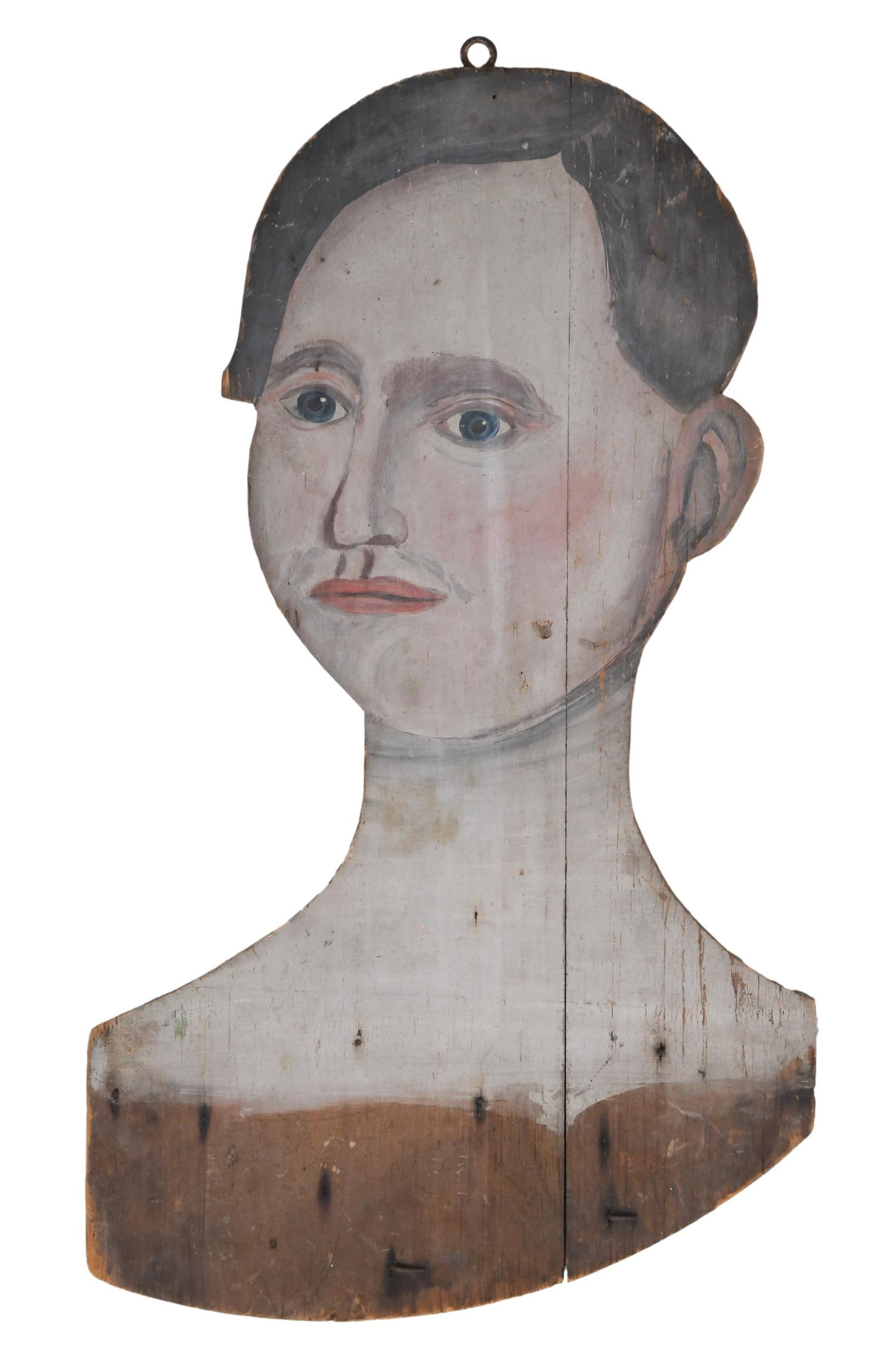 19TH C. PAINTED FOLK ART CUT-OUT, PROFILE OF WOMAN. (1 of 1)