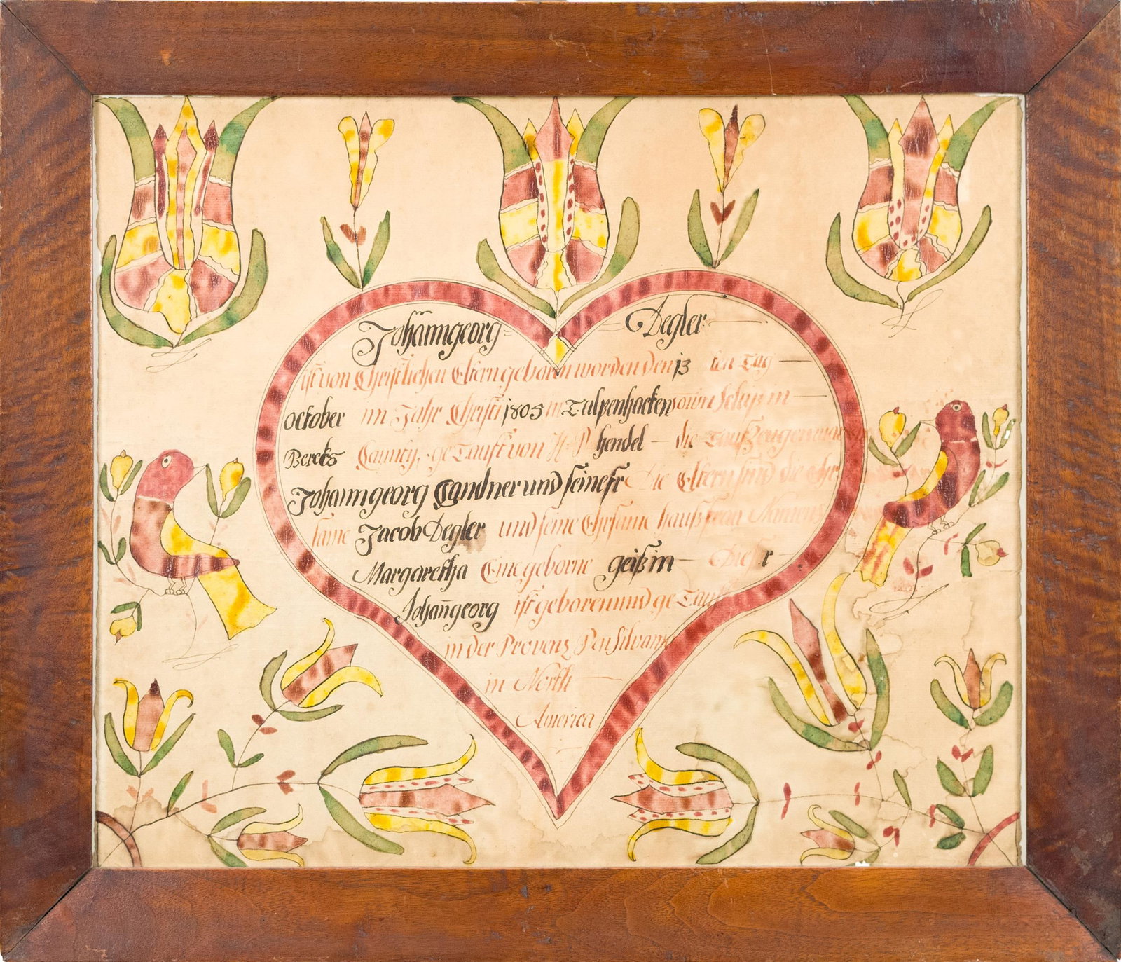 EARLY 19TH C. MARTIN BRECHALL ATTRIBUTED PA FRAKTUR. (1 of 7)