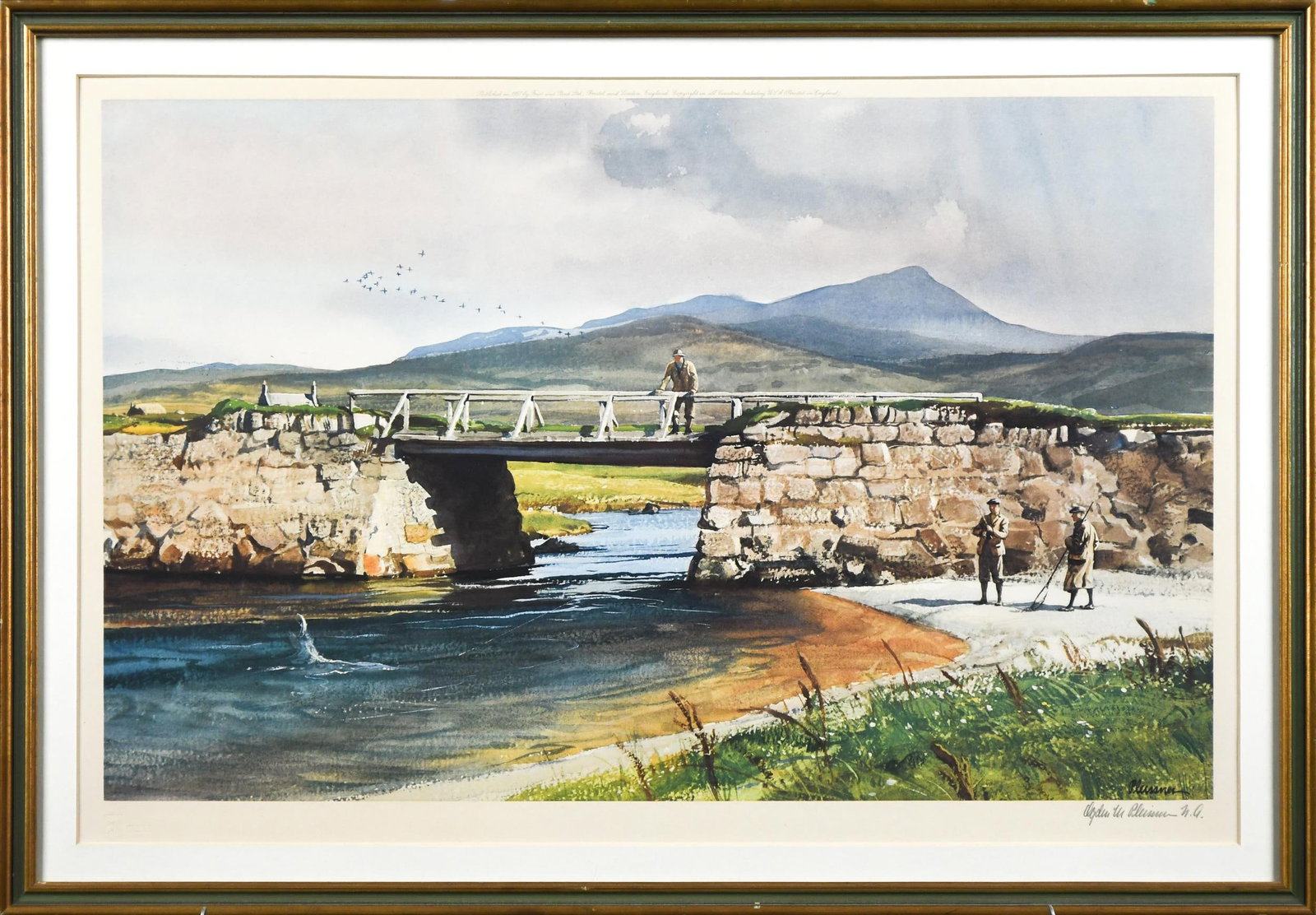 ODGEN PLEISSNER PENCIL SIGNED LITHOGRAPH, BRIDGE POOL (1 of 9)