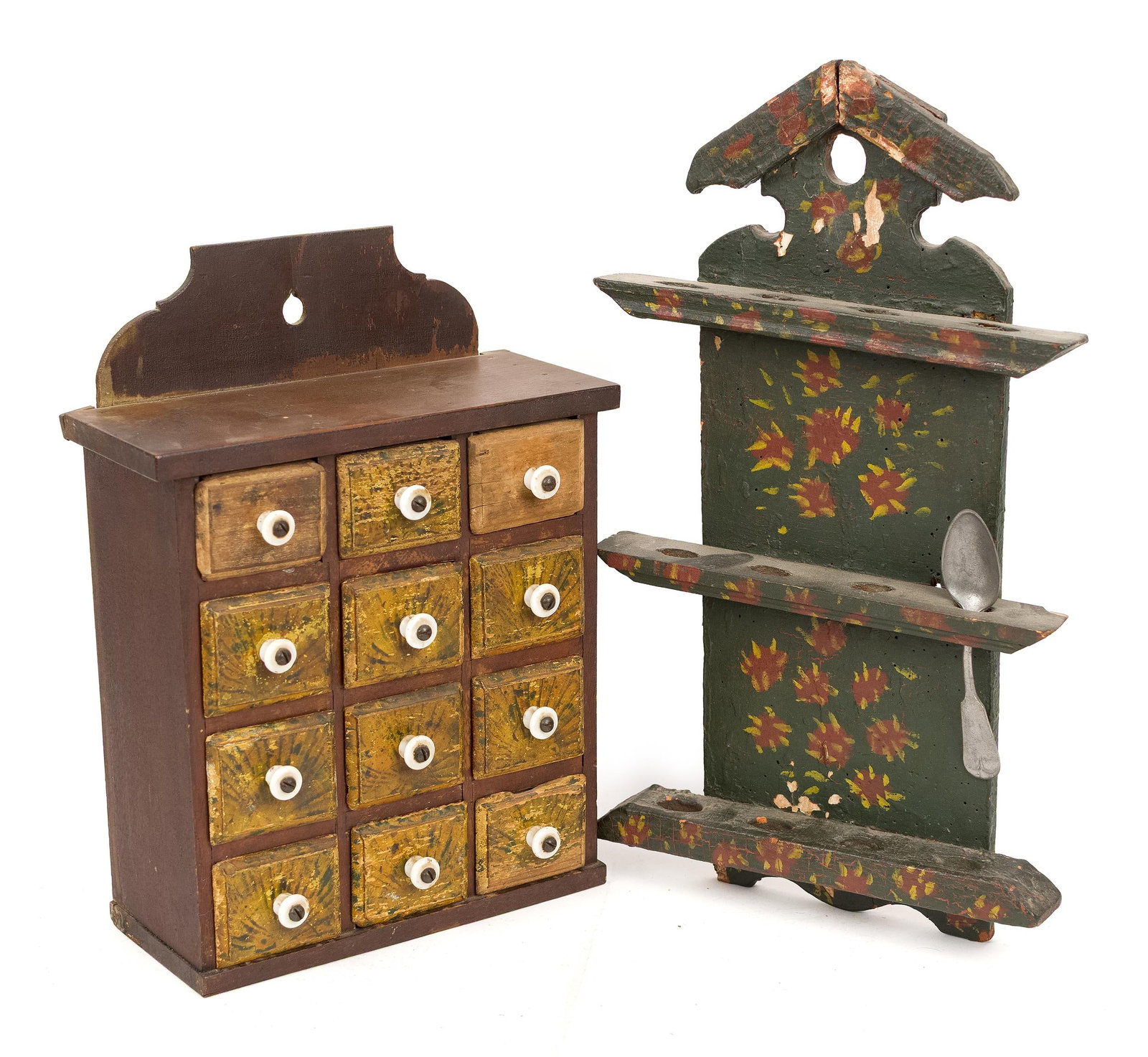 ANTIQUE PAINTED SPICE CHEST AND SPOON RACK, 2PCS. (1 of 13)