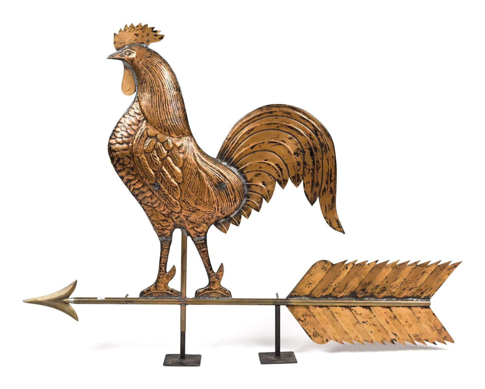 LARGE ANTIQUE COPPER ROOSTER WEATHERVANE. (1 of 11)