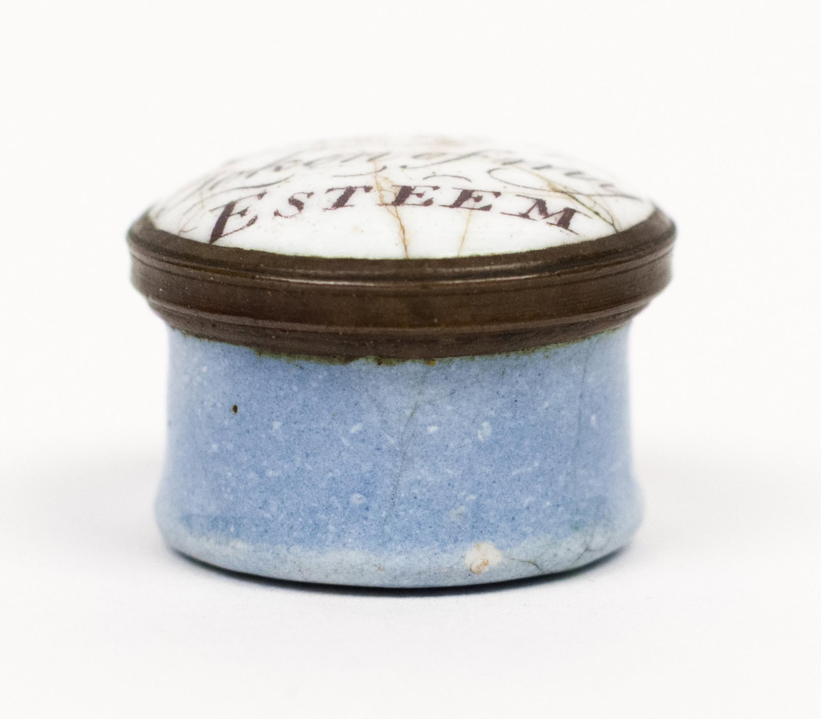 18TH C. BATTERSEA ENAMELED PATCH BOX. - 5