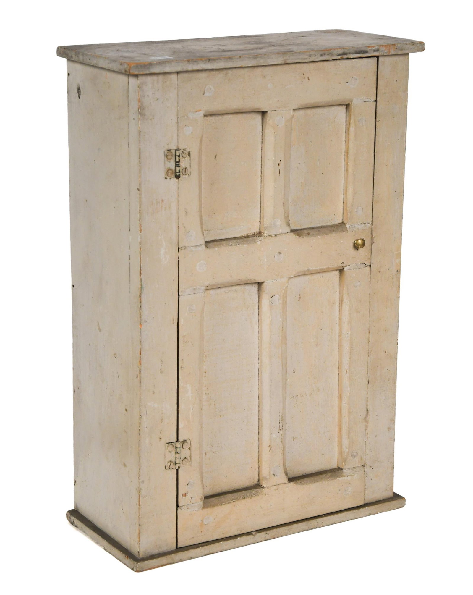 VINTAGE WHITE WALL CUPBOARD WITH CHRISTIAN DOOR. (1 of 8)