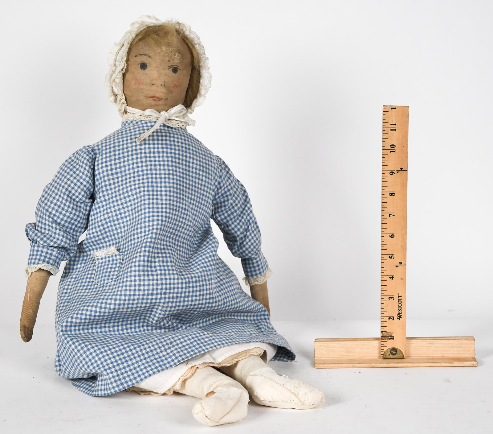LARGE 19TH C. CLOTH DOLL. - 9