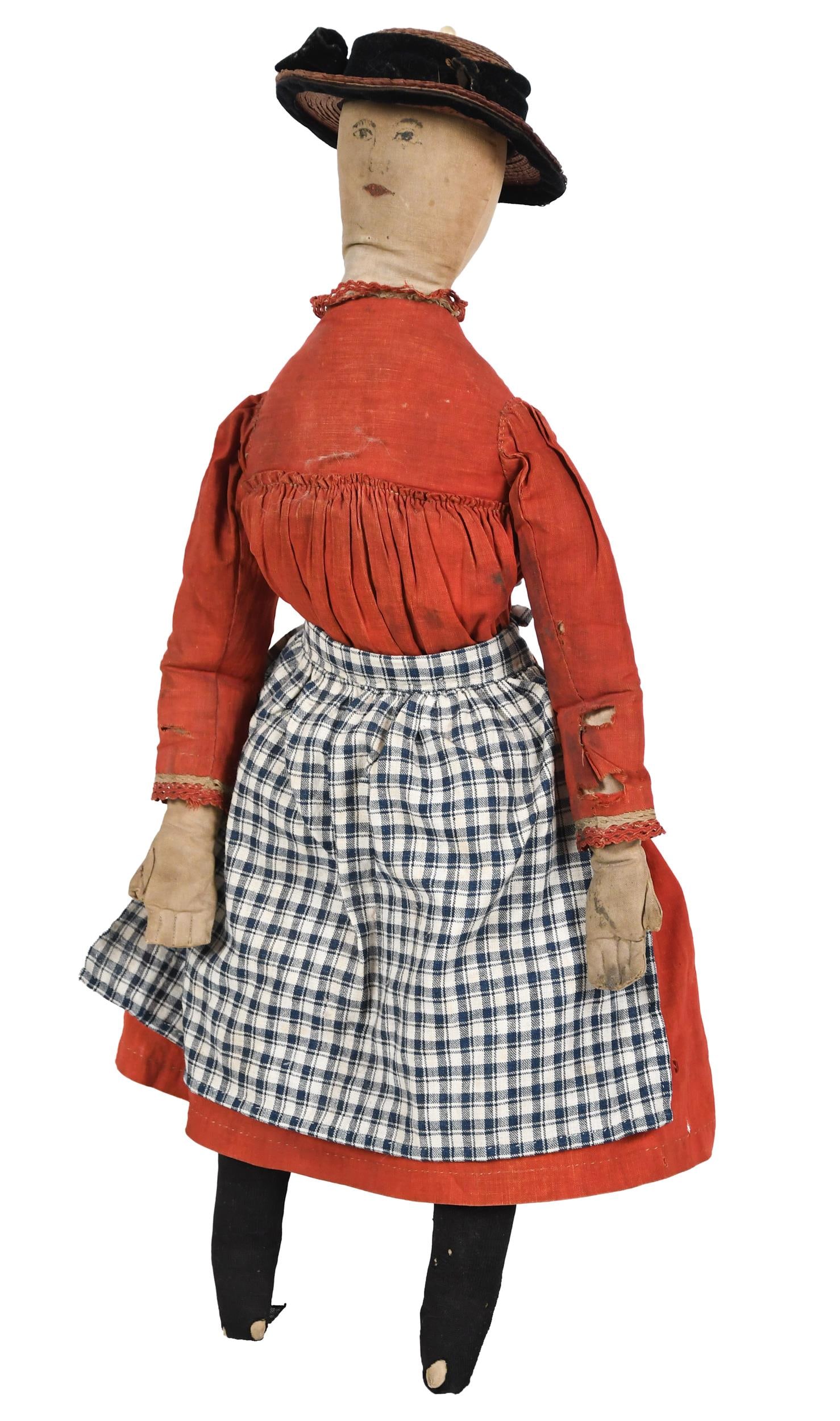 19TH C. CLOTH DOLL IN PERIOD CLOTHING. (1 of 8)