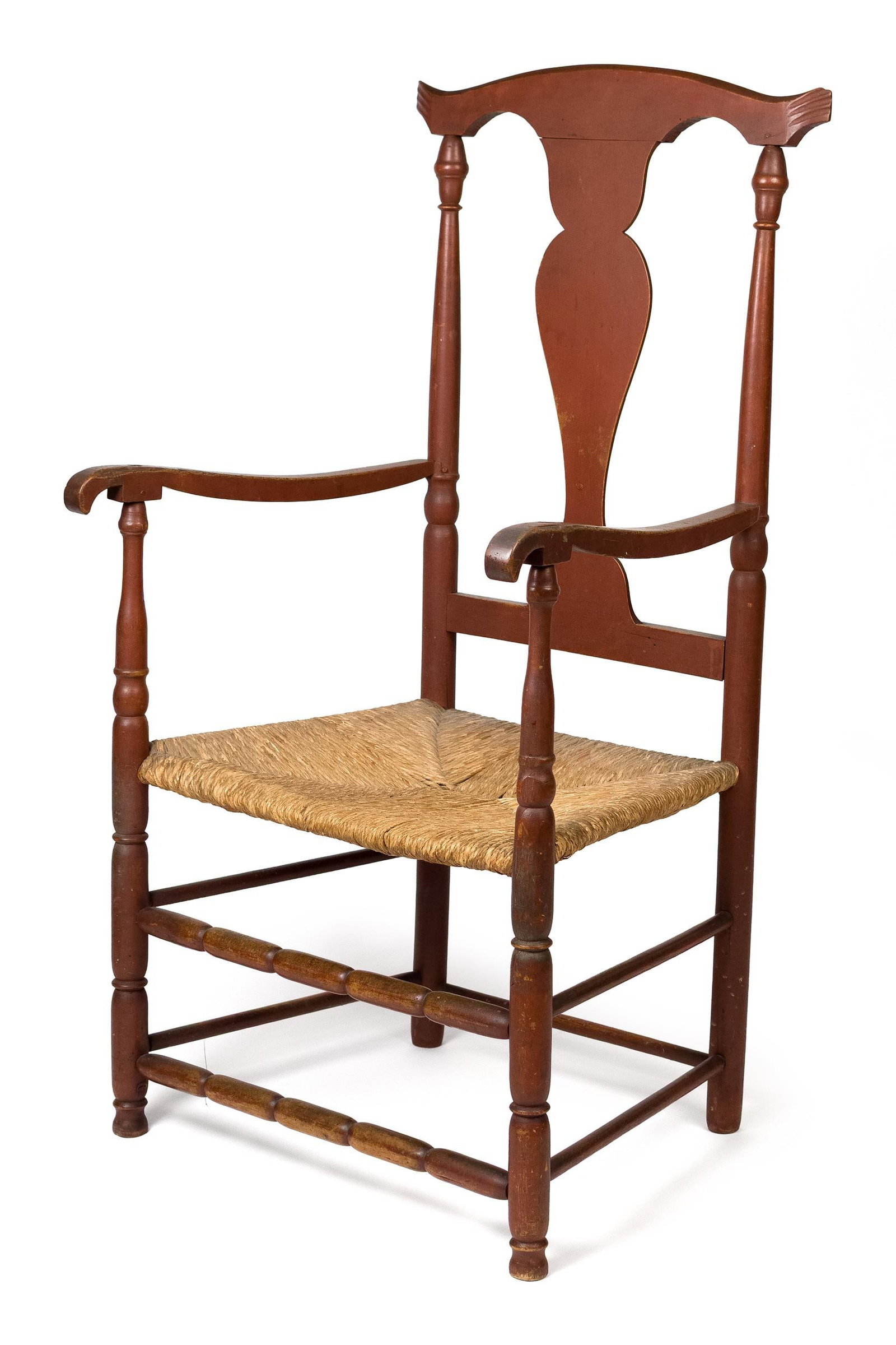 18TH C. AMERICAN RED PAINTED ARM CHAIR. (1 of 9)