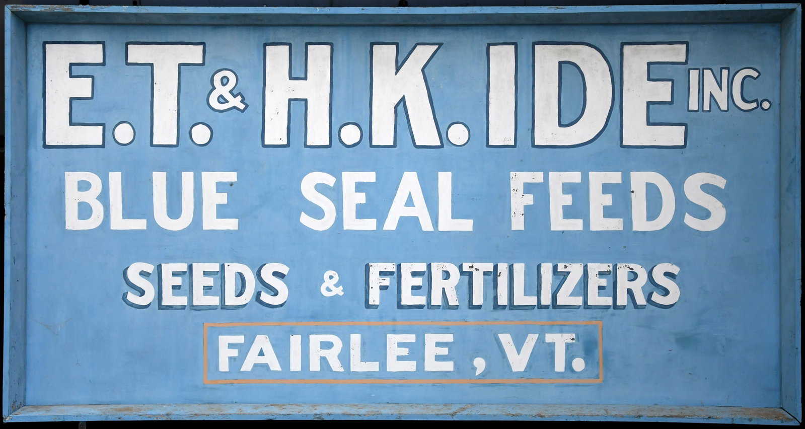LARGE ANTIQUE IDE FEED STORE SIGN, ST. JOHNSBURY VT. (1 of 7)