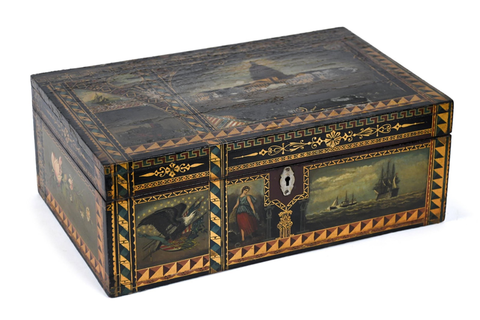 19TH C. AMERICAN PATRIOTIC PAINT DECORATED BOX. (1 of 11)