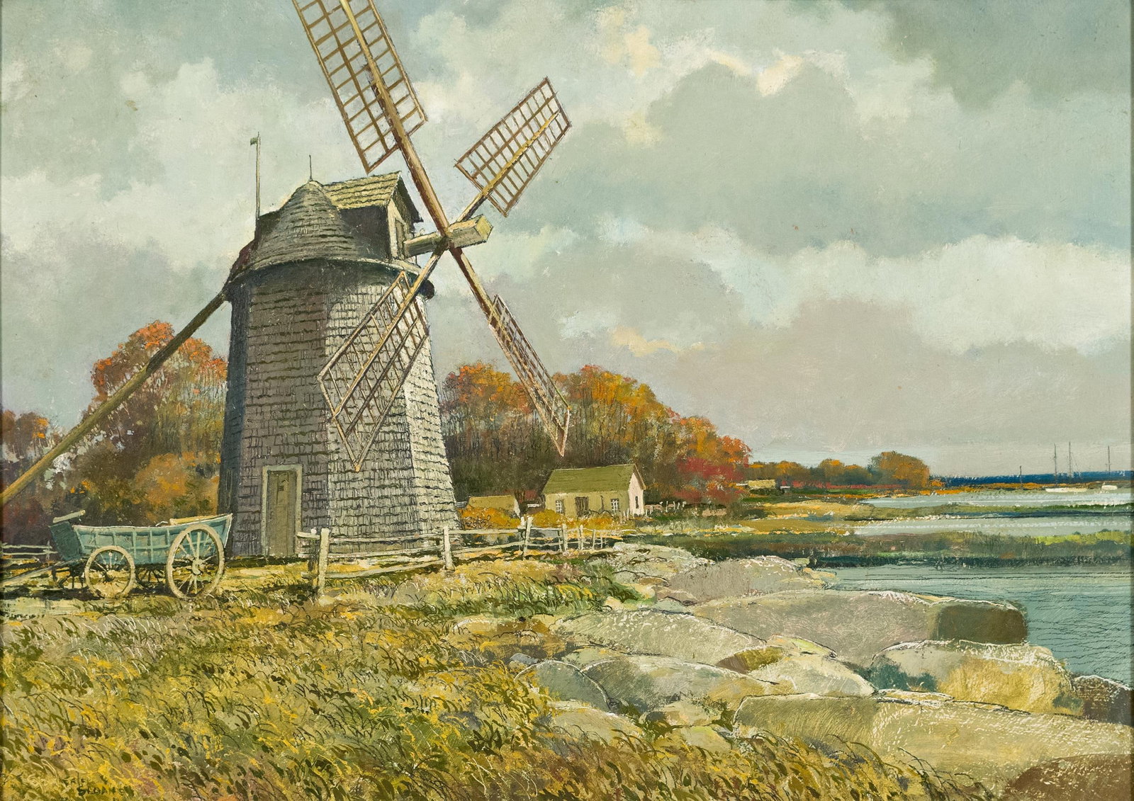 ERIC SLOANE OIL, CAPE COD WINDMILL. - 2