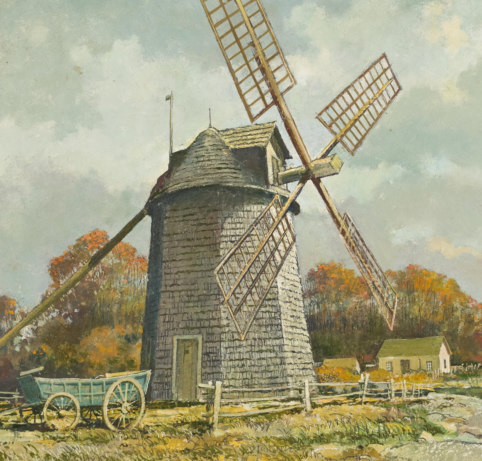 ERIC SLOANE OIL, CAPE COD WINDMILL. - 3