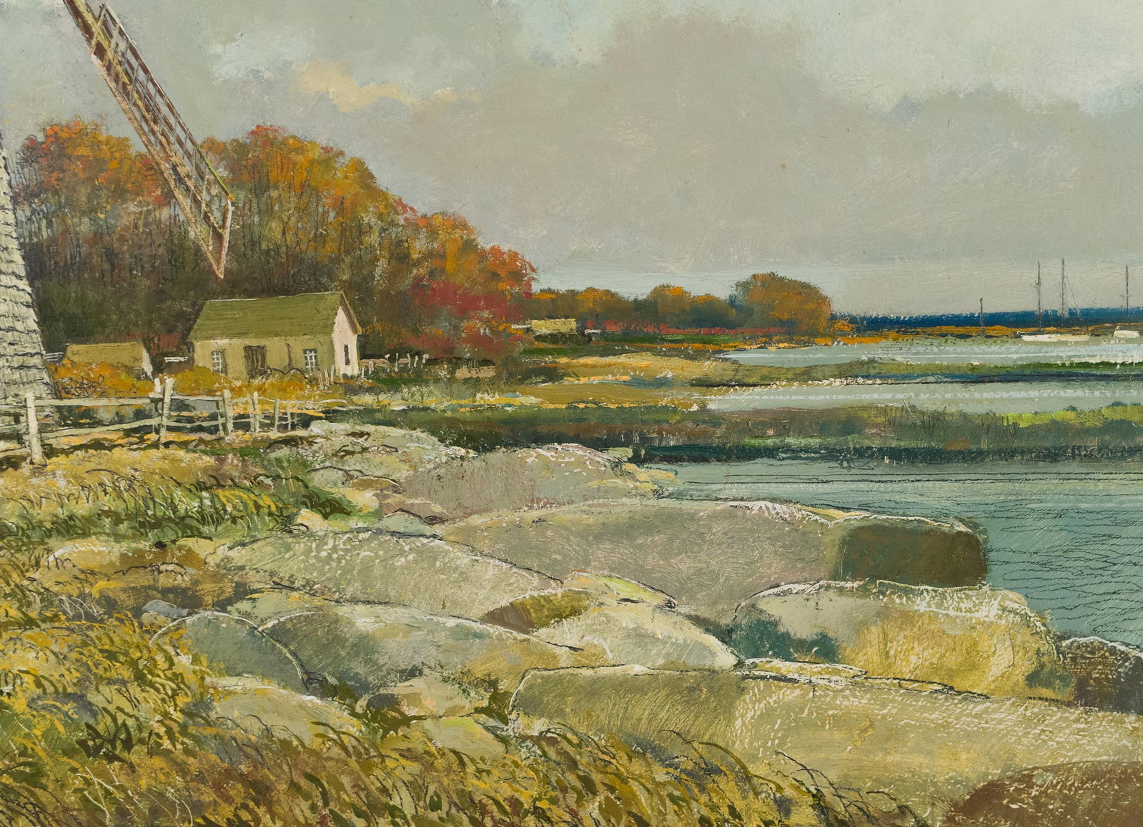 ERIC SLOANE OIL, CAPE COD WINDMILL. - 4