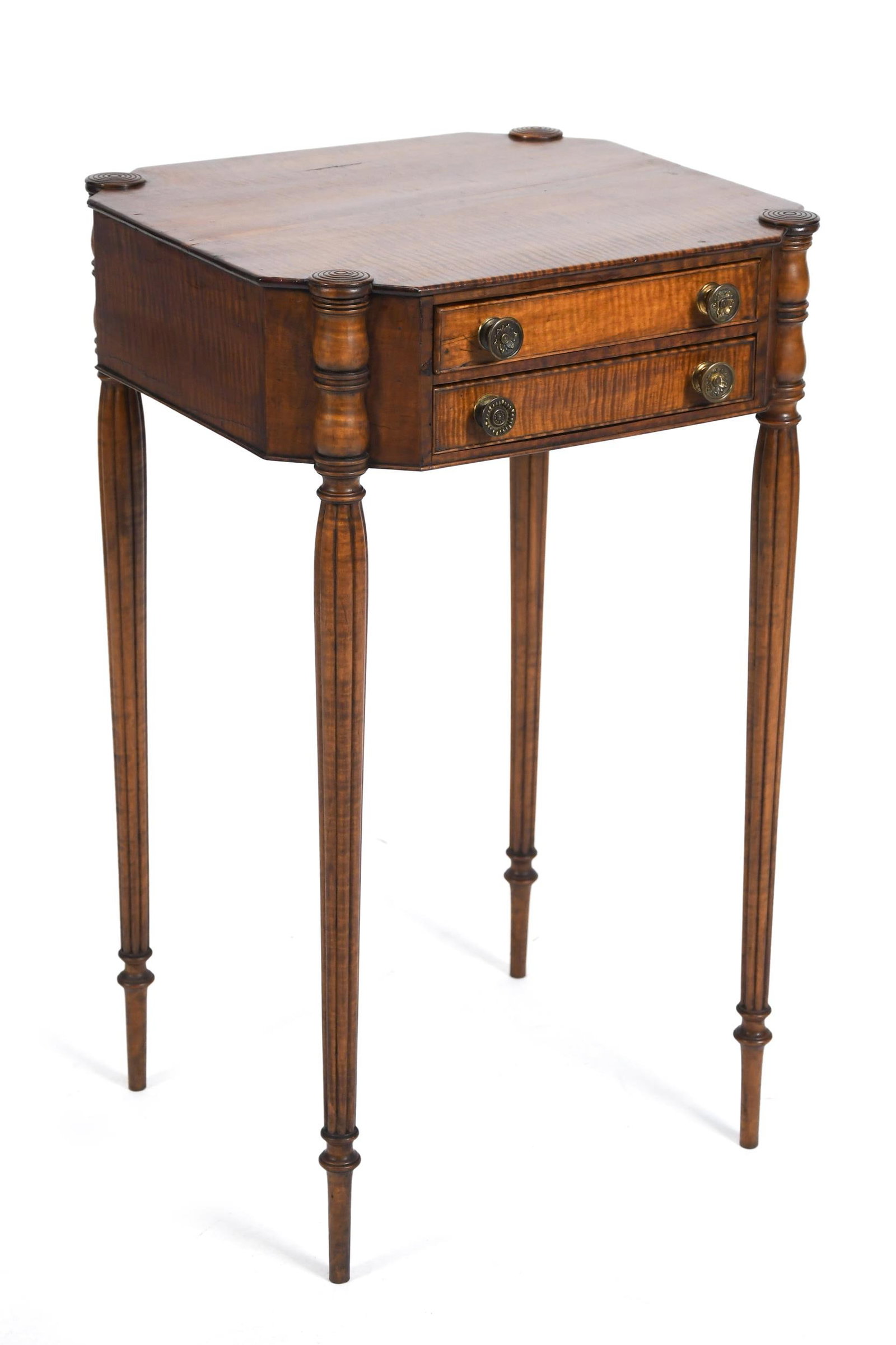 FEDERAL NE TIGER MAPLE TWO DRAWER STAND. (1 of 11)