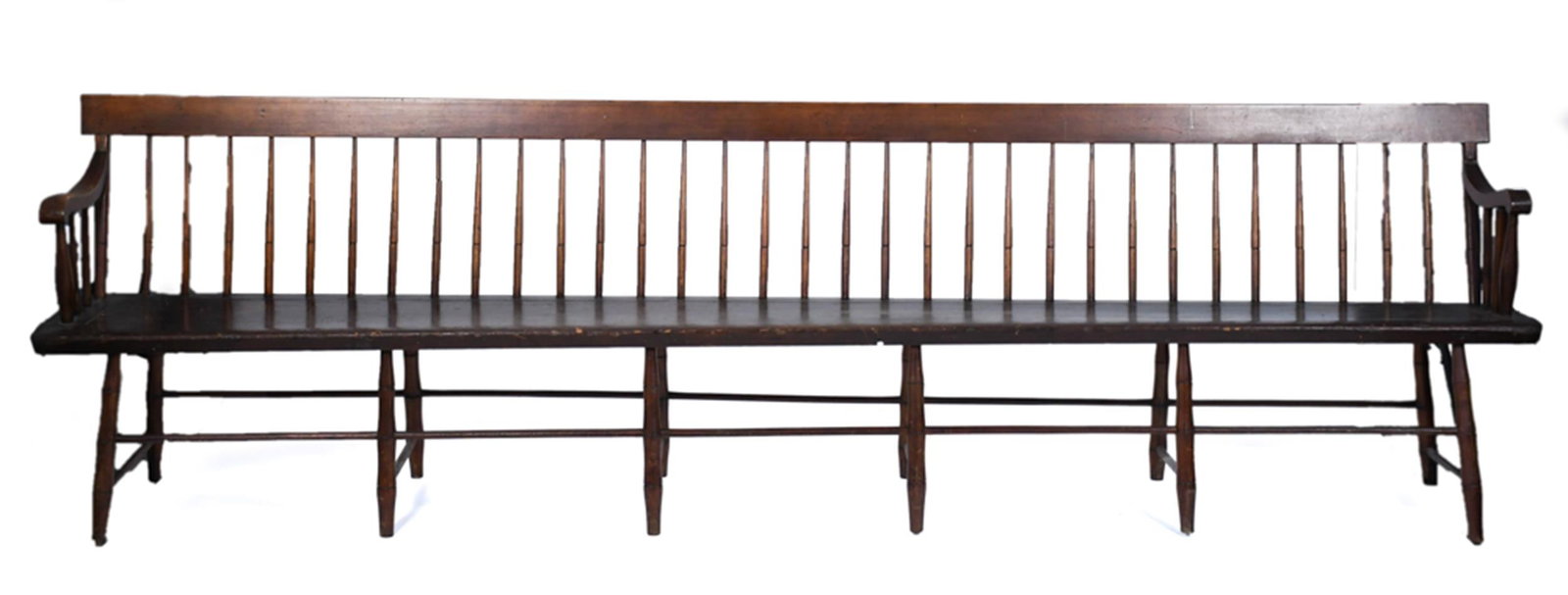 19TH C. WINDSOR DEACON’S BENCH 10 FT. LONG. (1 of 1)