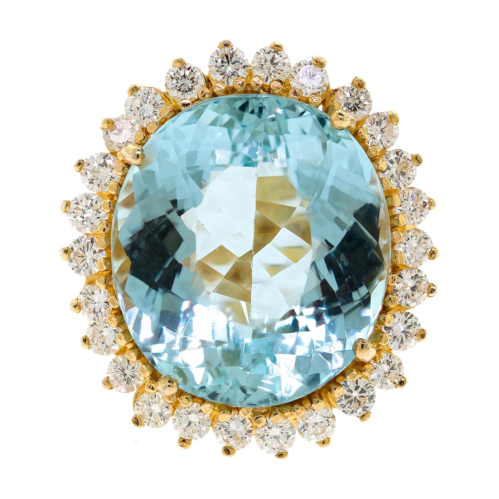 VINTAGE 14K GOLD AQUAMARINE & DIAMOND RING. (1 of 12)