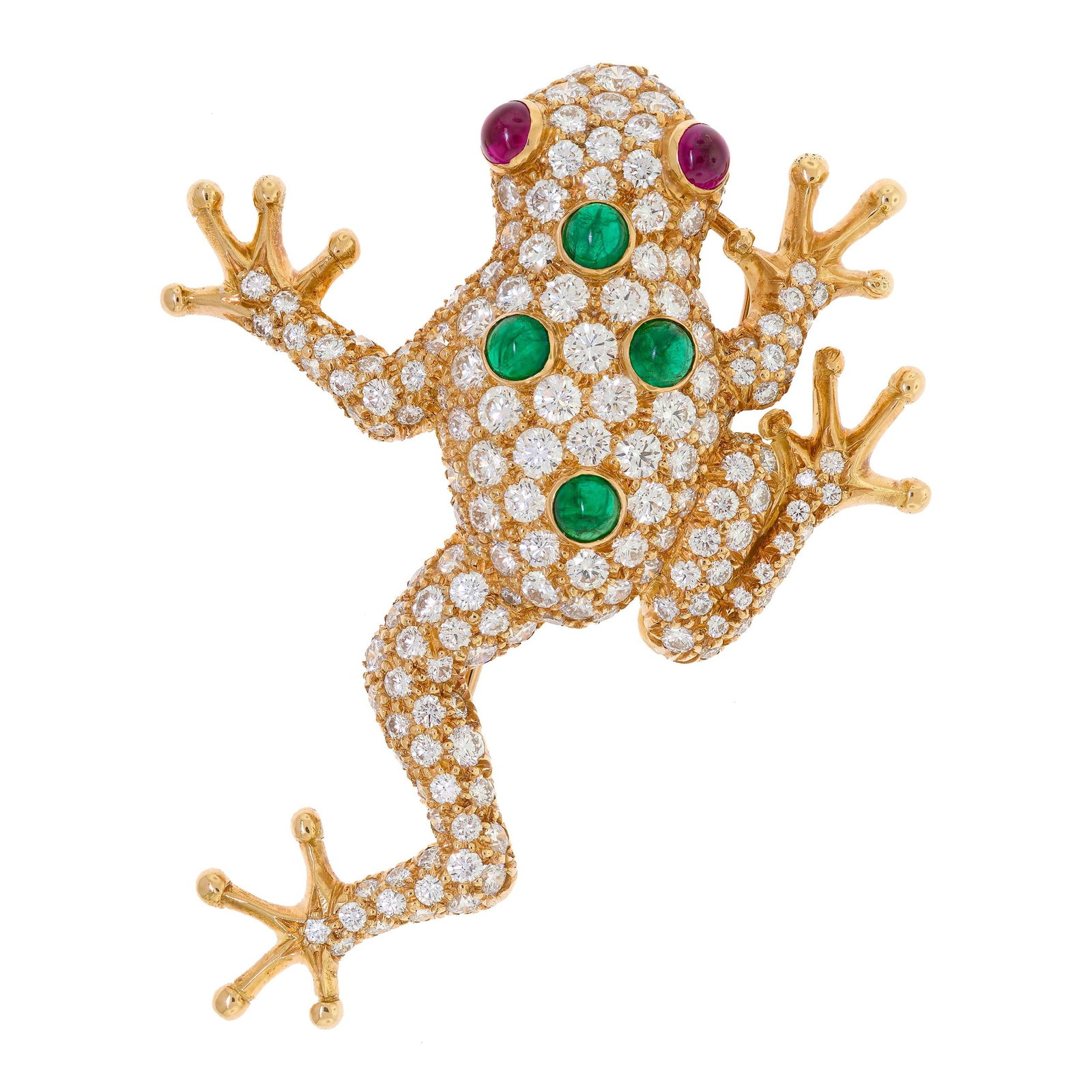 VINTAGE OSCAR HEYMAN DIAM/EM/RUBY FROG PIN. (1 of 8)