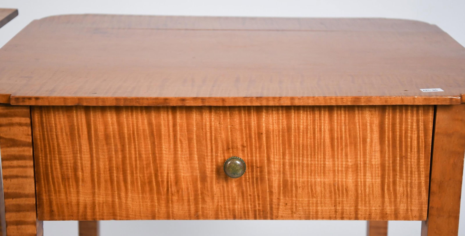 TWO TIGER MAPLE ONE DRAWER STANDS. - 3