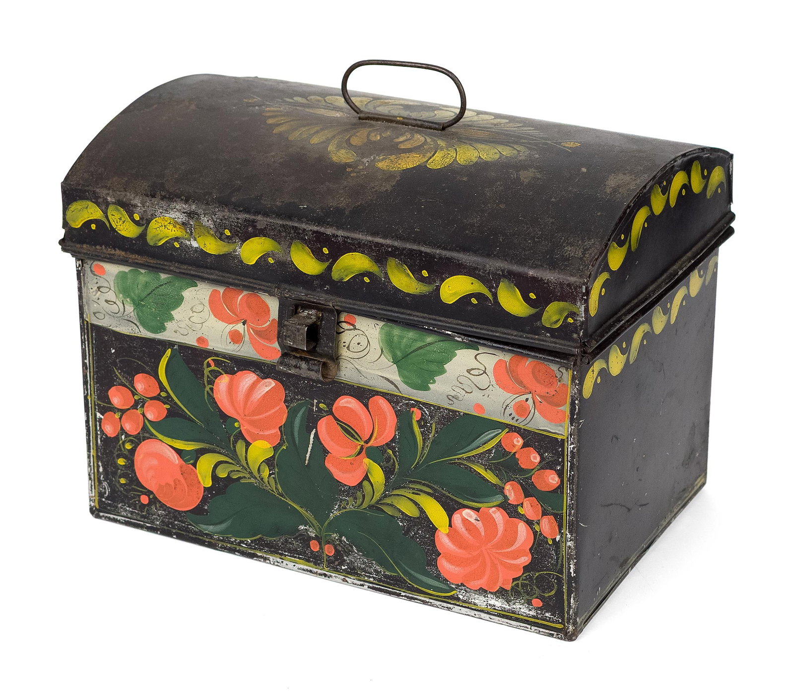 19TH C. PAINTED TIN DOME TOP DOCUMENT BOX. (1 of 10)
