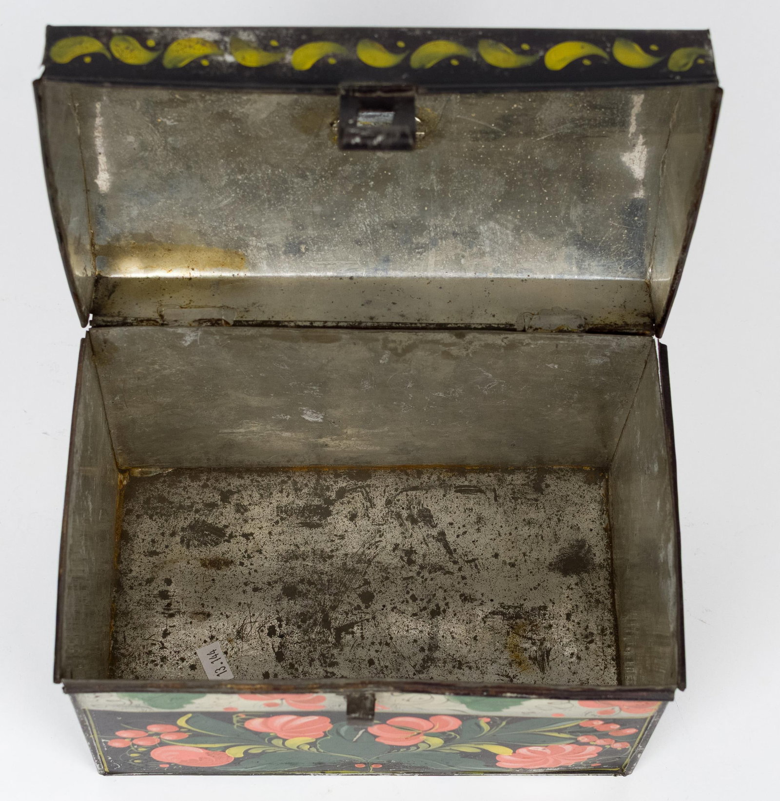 19TH C. PAINTED TIN DOME TOP DOCUMENT BOX. - 5