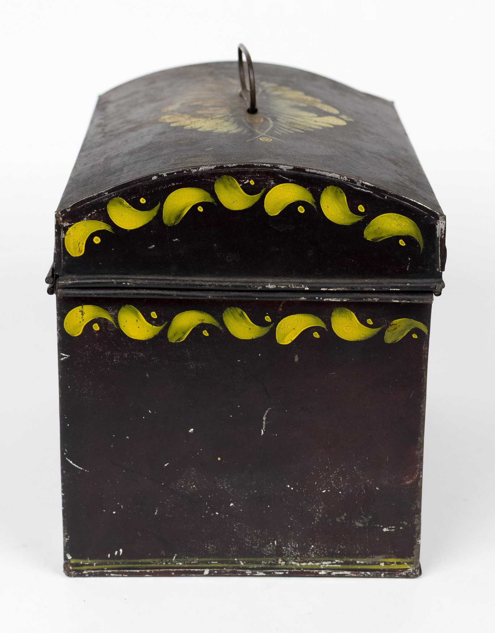 19TH C. PAINTED TIN DOME TOP DOCUMENT BOX. - 6