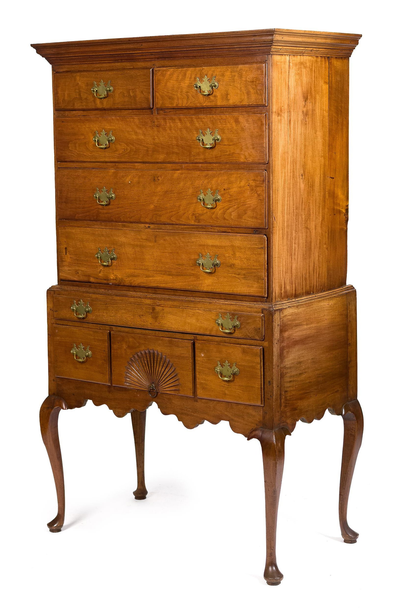 18TH C. BOSTON AREA WALNUT QUEEN ANNE HIGHBOY. (1 of 15)
