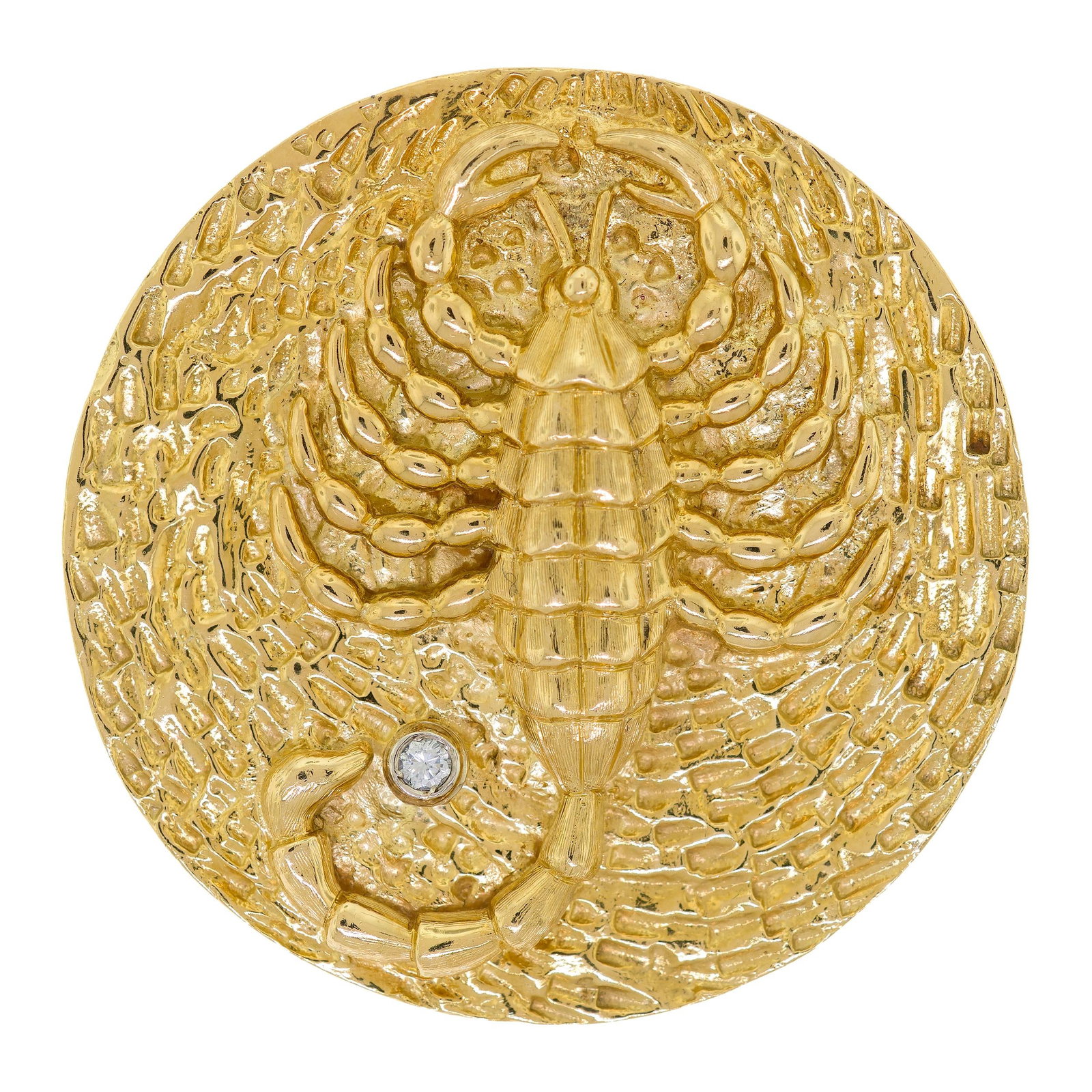VINTAGE 18K SCORPIO & DIAMOND MEDALLION PENDANT. (1 of 7)