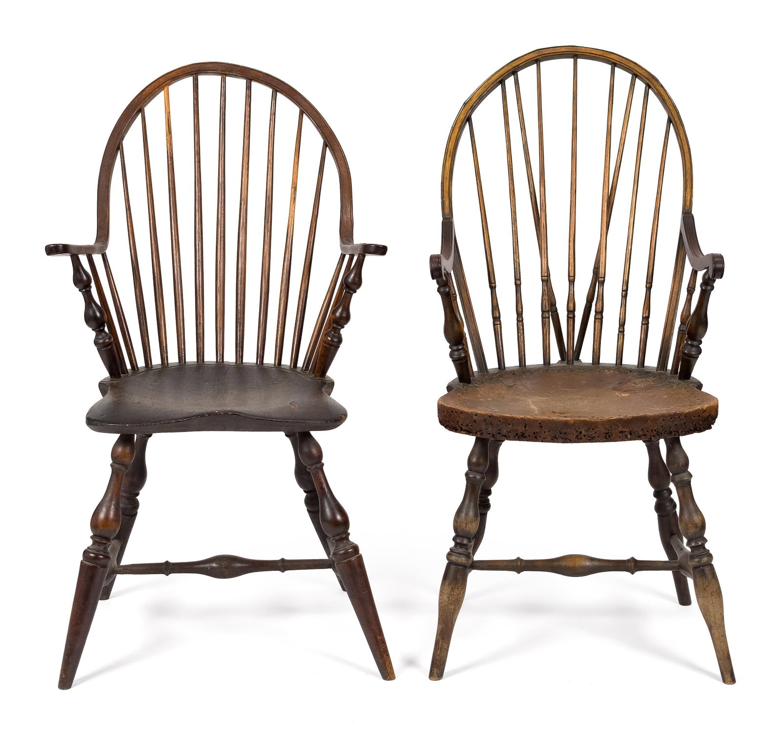 TWO 18TH C. NE WINDSOR ARMCHAIRS. (1 of 2)