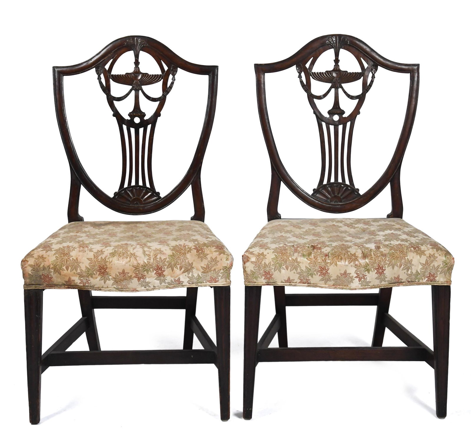 PR. FEDERAL RI CARVED MAHOGANY SHIELD BACK CHAIRS. (1 of 9)