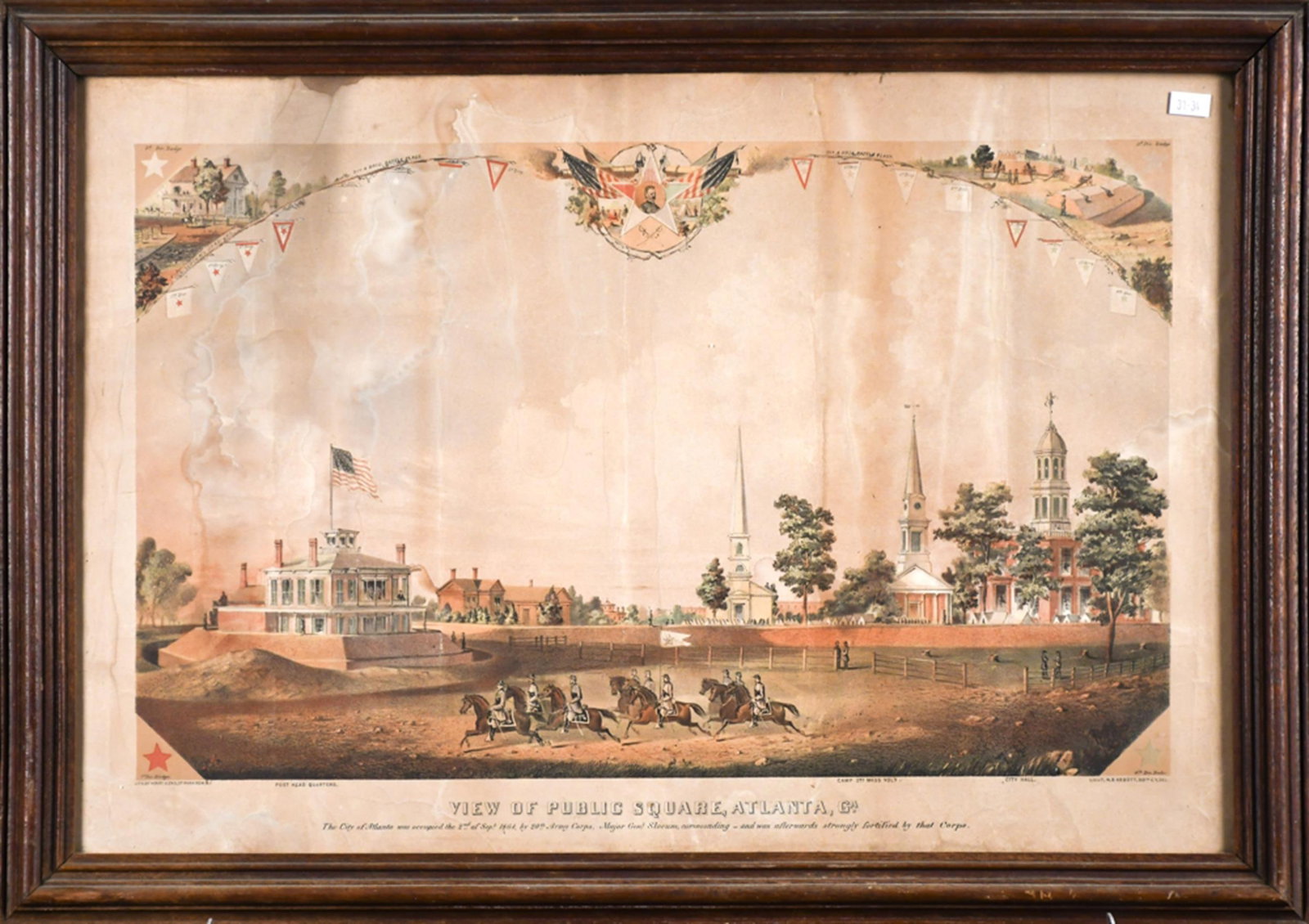 19TH C. LITHO, VIEW OF PUBLIC SQUARE ATLANTA GA. (1 of 6)