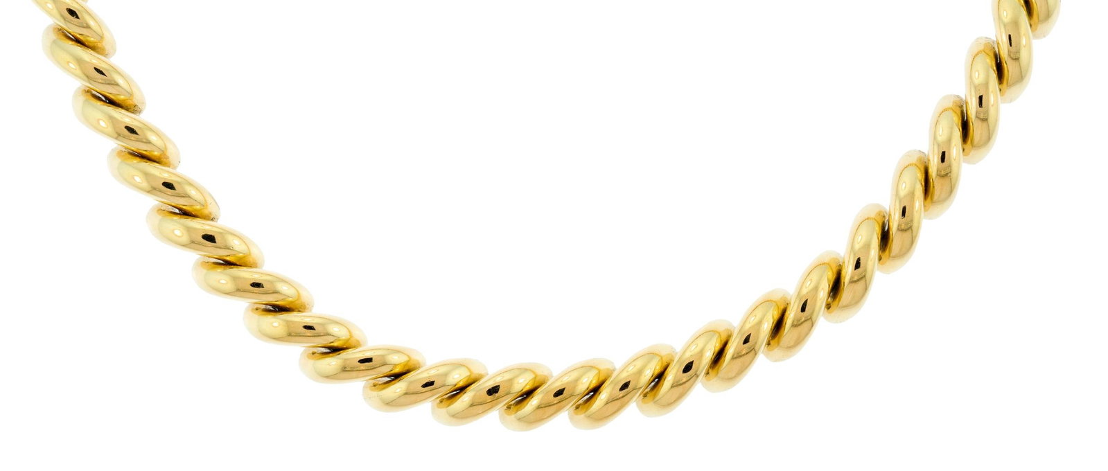 18K YELLOW GOLD SAN MARCO NECKLACE.: An 18k yellow gold (stamped), San Marco, necklace, marked Italy, 16 1/4 inches long, 10mm, 87 grams. Provenance: a prominent Washington, DC family.
