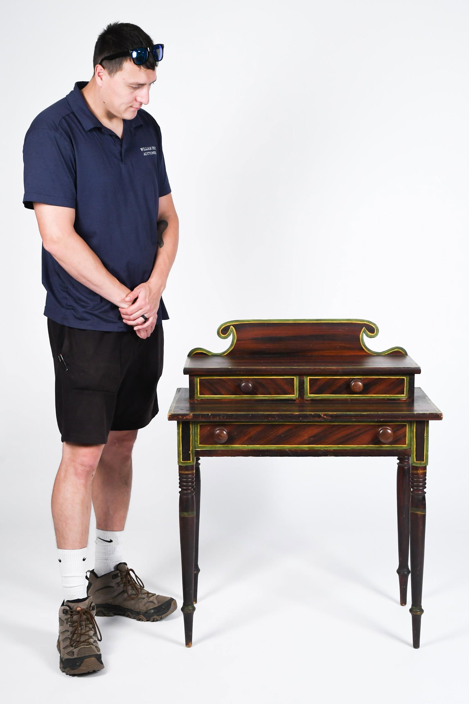 19TH C. PAINT DECORATED MAINE DRESSING TABLE. - 7