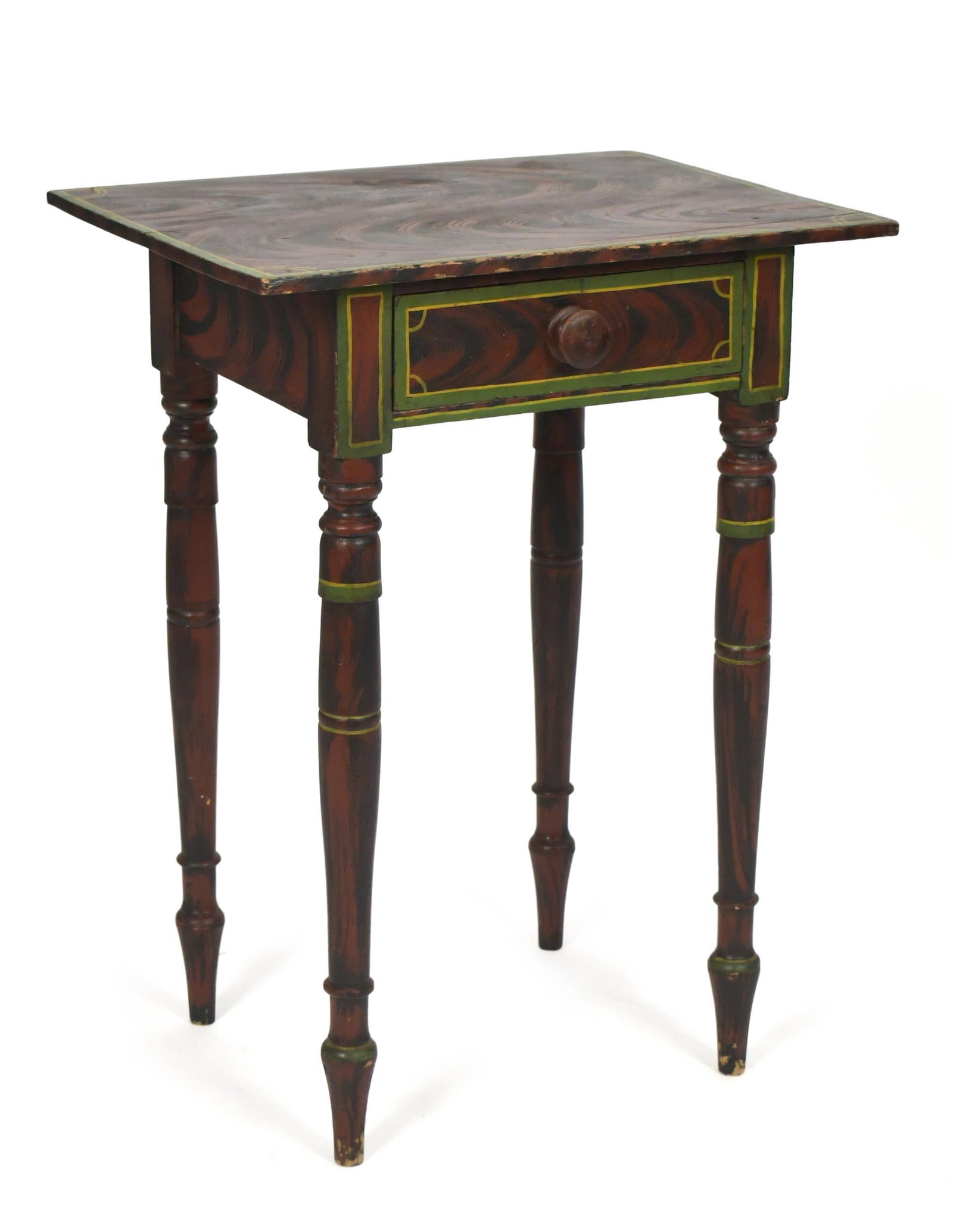 19TH C. PAINT DECORATED MAINE ONE DRAWER STAND. (1 of 13)