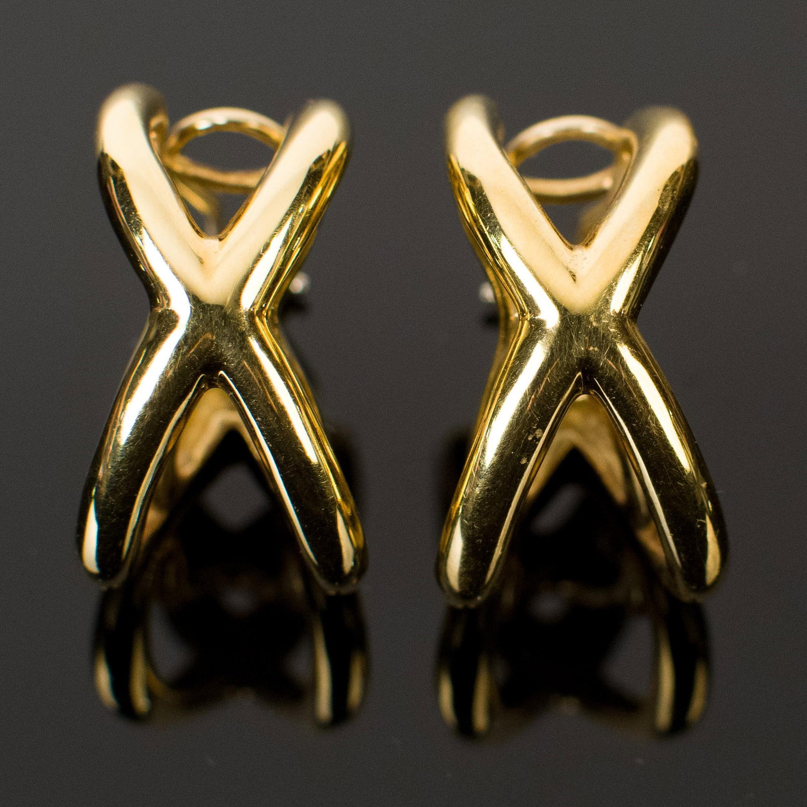18k Gold Tiffany & Co. Double ”x” Clip Earrings. Auction
