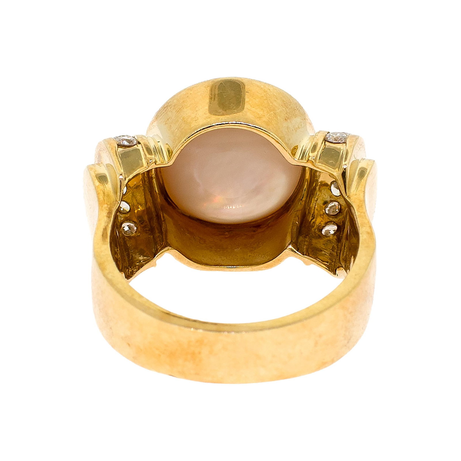 LAGOS 18K GOLD MABE PEARL & DIAMOND RING. - 10