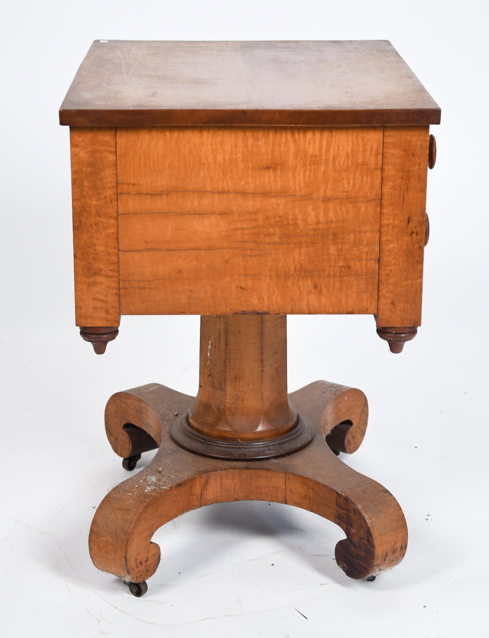 19TH C. AMERICAN TIGER MAPLE WORK STAND. - 11