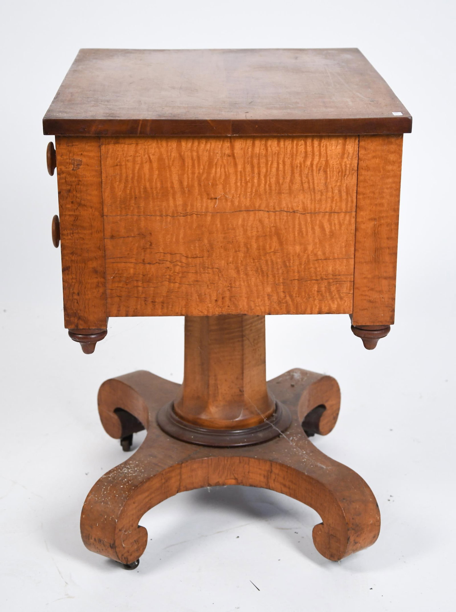 19TH C. AMERICAN TIGER MAPLE WORK STAND. - 12