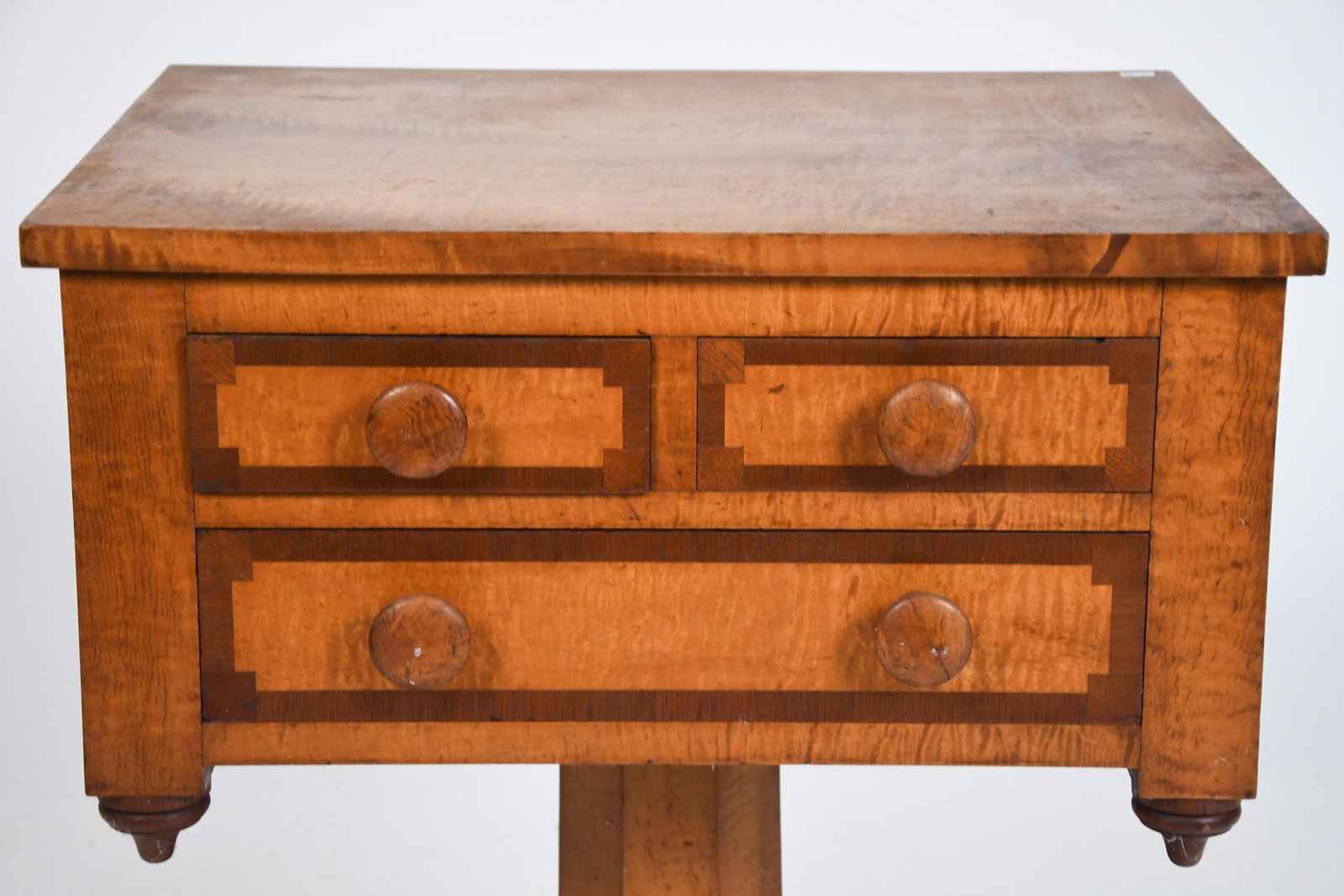 19TH C. AMERICAN TIGER MAPLE WORK STAND. - 2