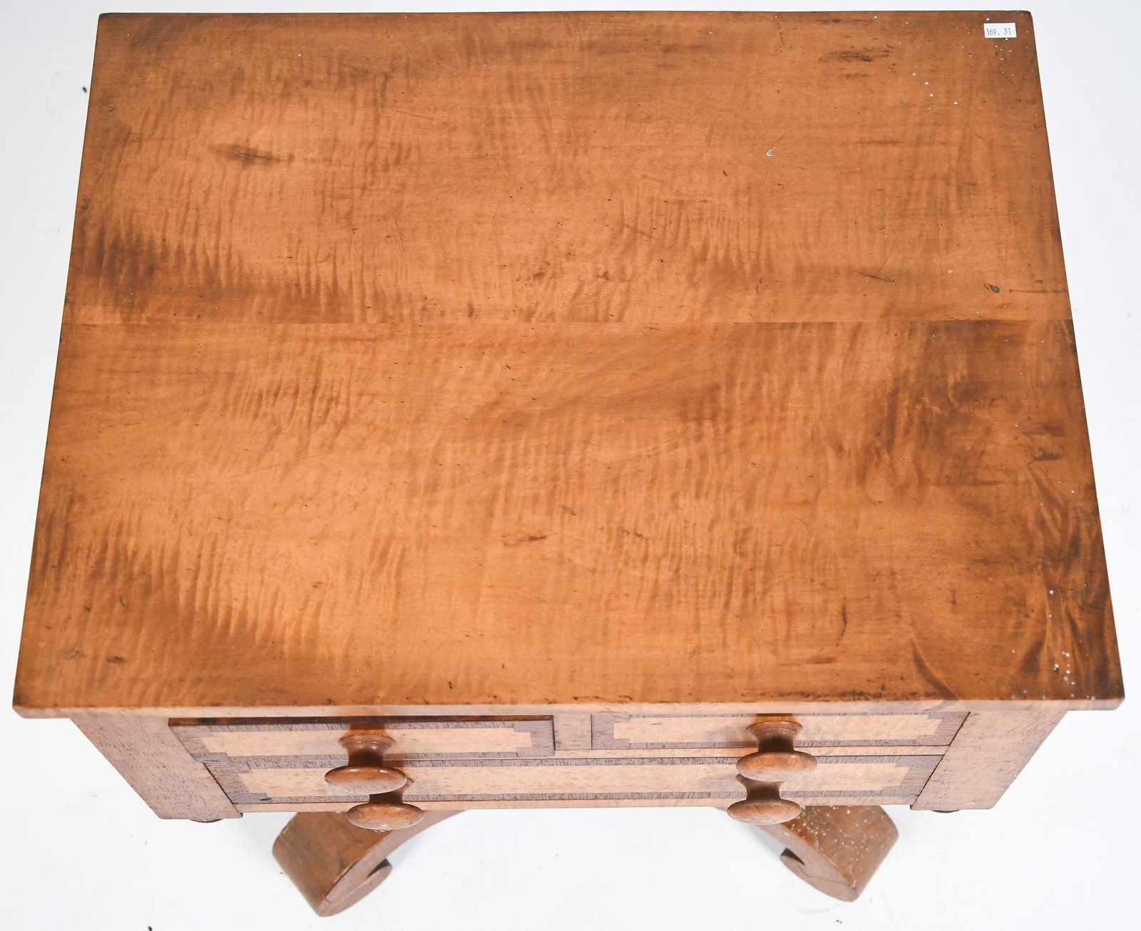 19TH C. AMERICAN TIGER MAPLE WORK STAND. - 5