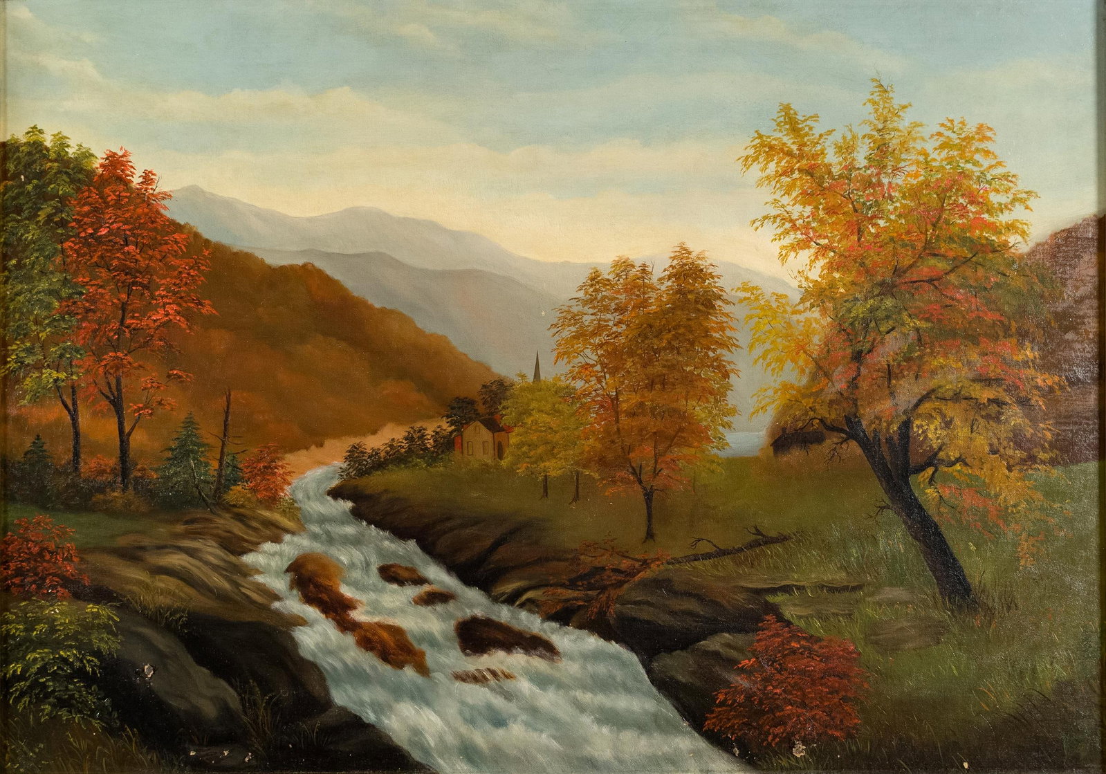 19TH C. AMERICAN SCHOOL PRIMITIVE LANDSCAPE. - 2
