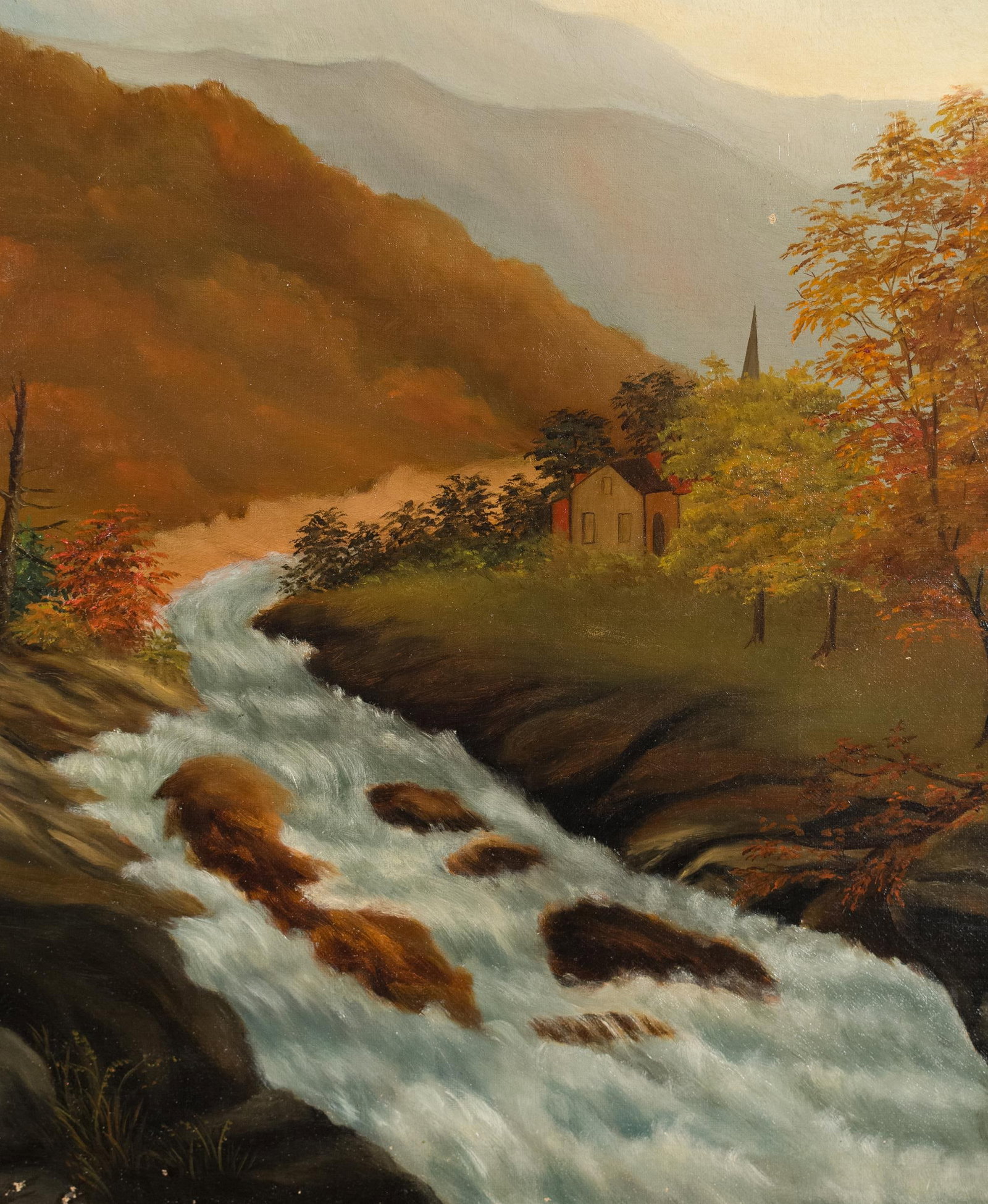 19TH C. AMERICAN SCHOOL PRIMITIVE LANDSCAPE. - 3
