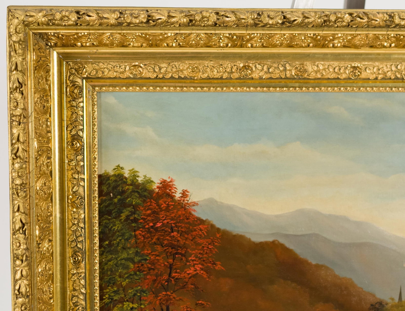 19TH C. AMERICAN SCHOOL PRIMITIVE LANDSCAPE. - 8