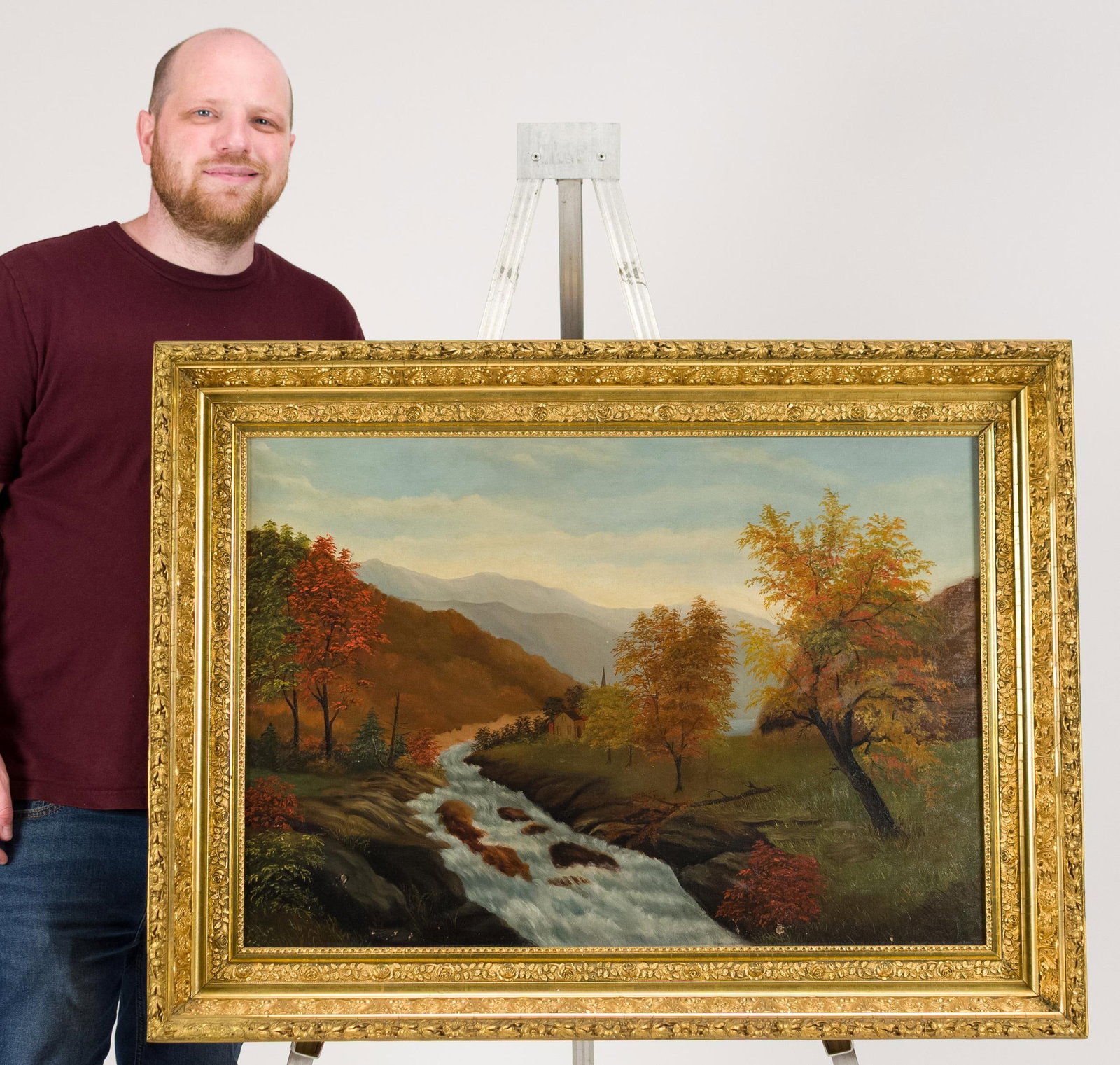 19TH C. AMERICAN SCHOOL PRIMITIVE LANDSCAPE. - 9