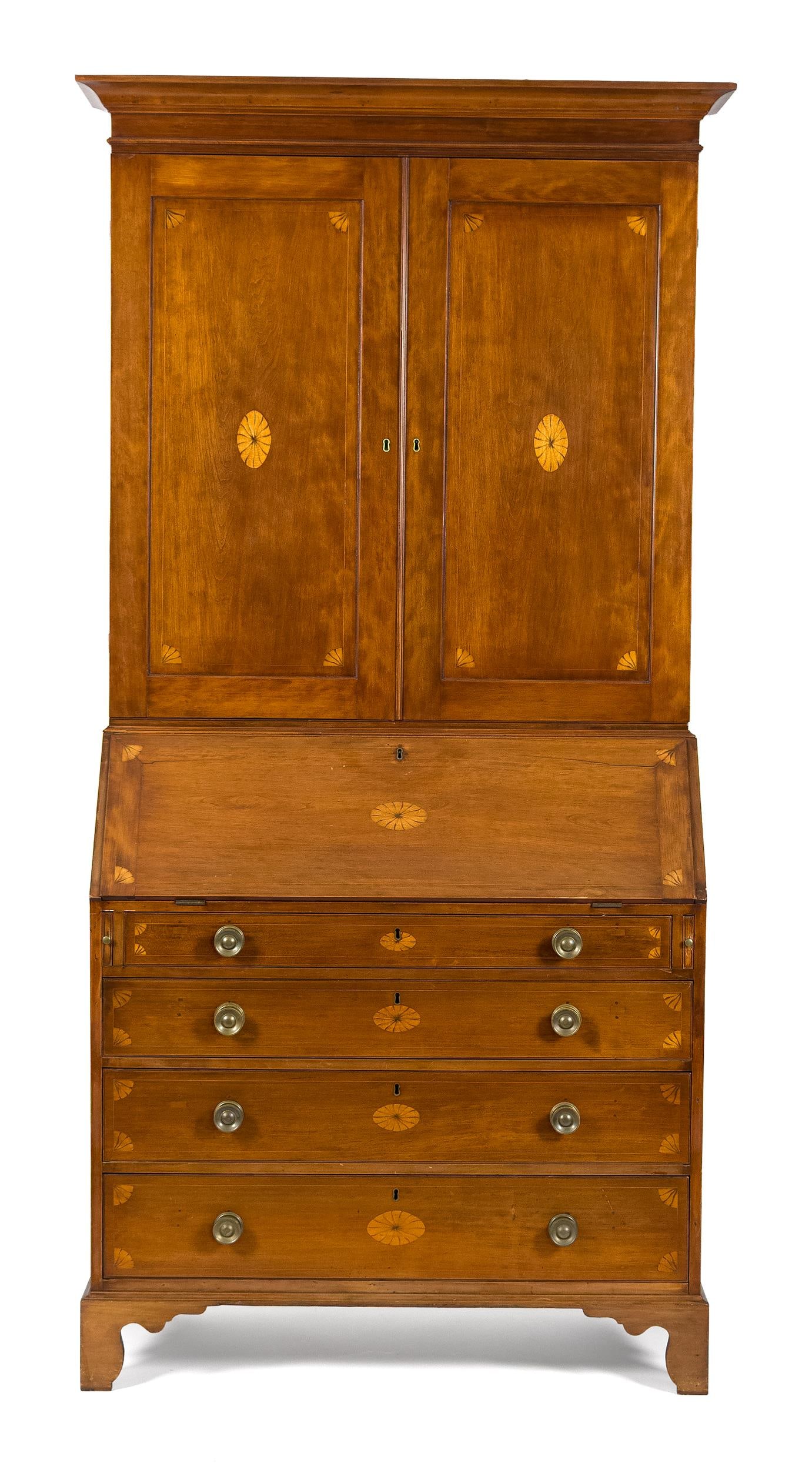 ANTIQUE CHIPPENDALE VT INLAID CHERRY SECRETARY. (1 of 3)