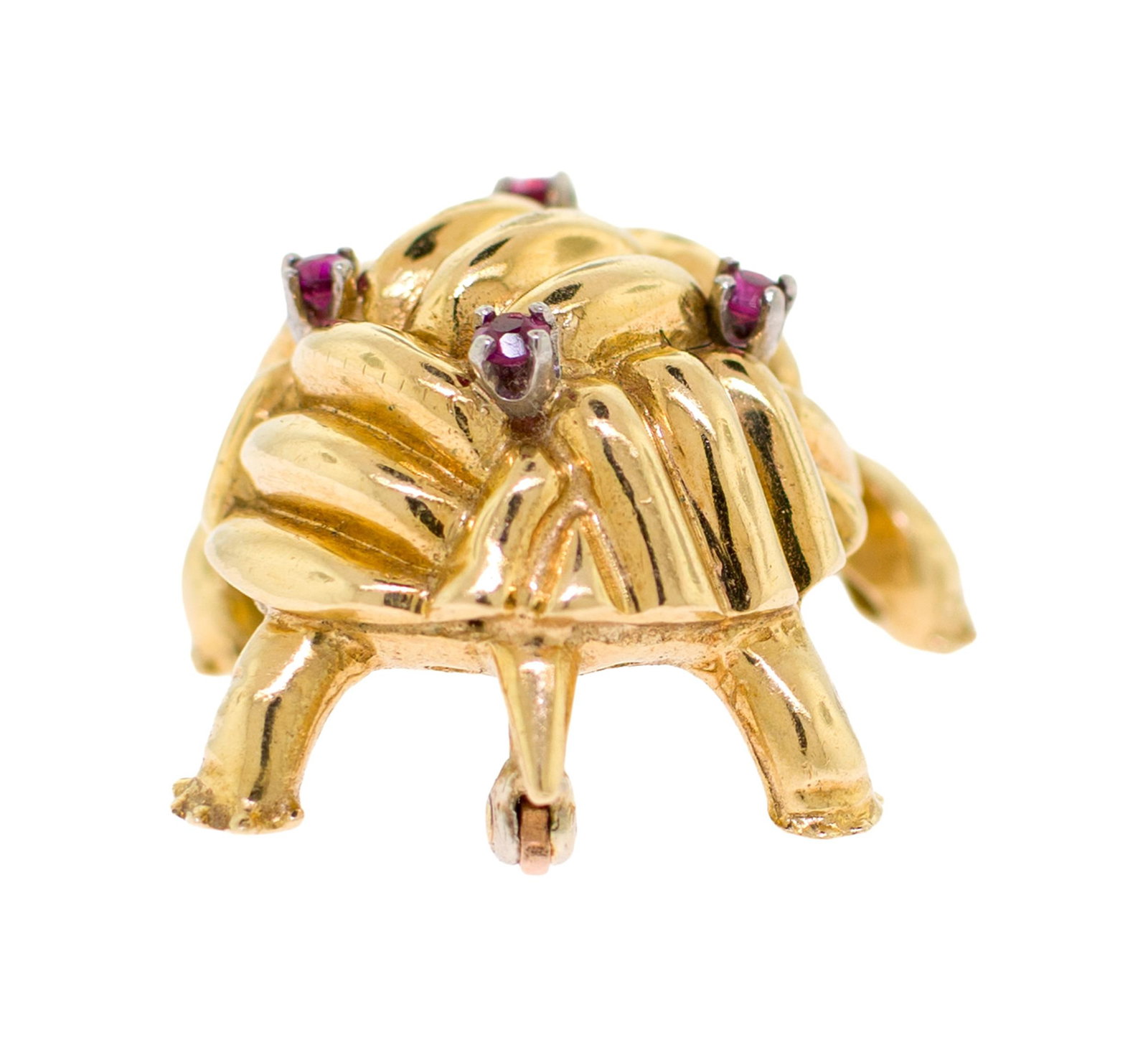 VINTAGE 18K GOLD RUBY TORTOISE PIN. - 8