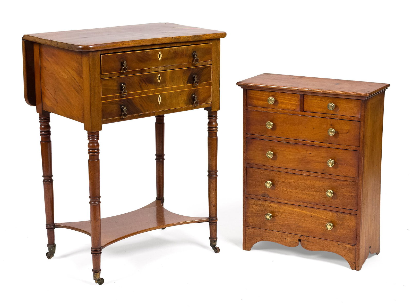 19TH C. SEWING STAND AND CHILD SIZE CHEST. (1 of 5)
