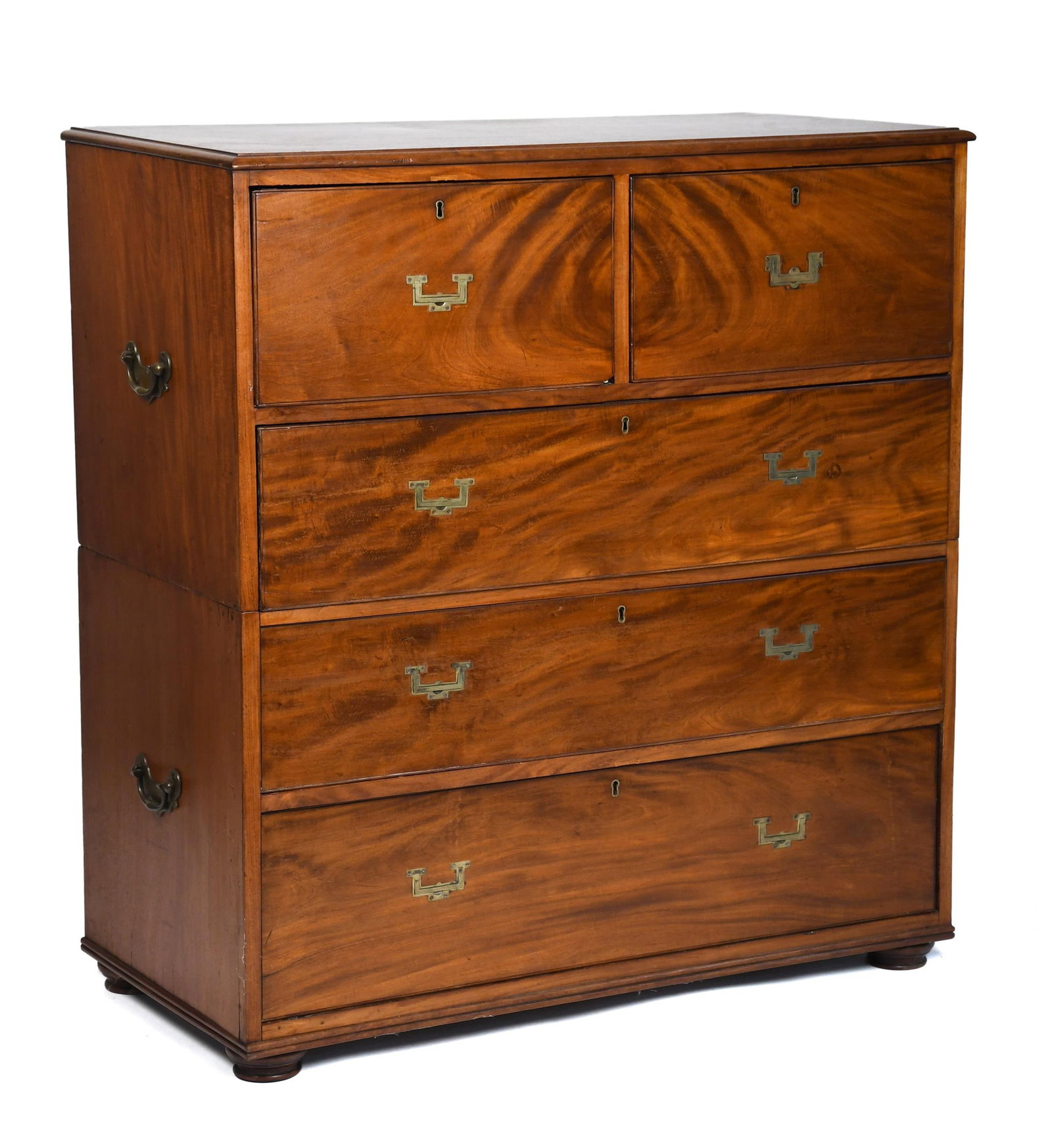 19TH C. CAMPHOR WOOD TWO-PART CAMPAIGN DESK. (1 of 9)