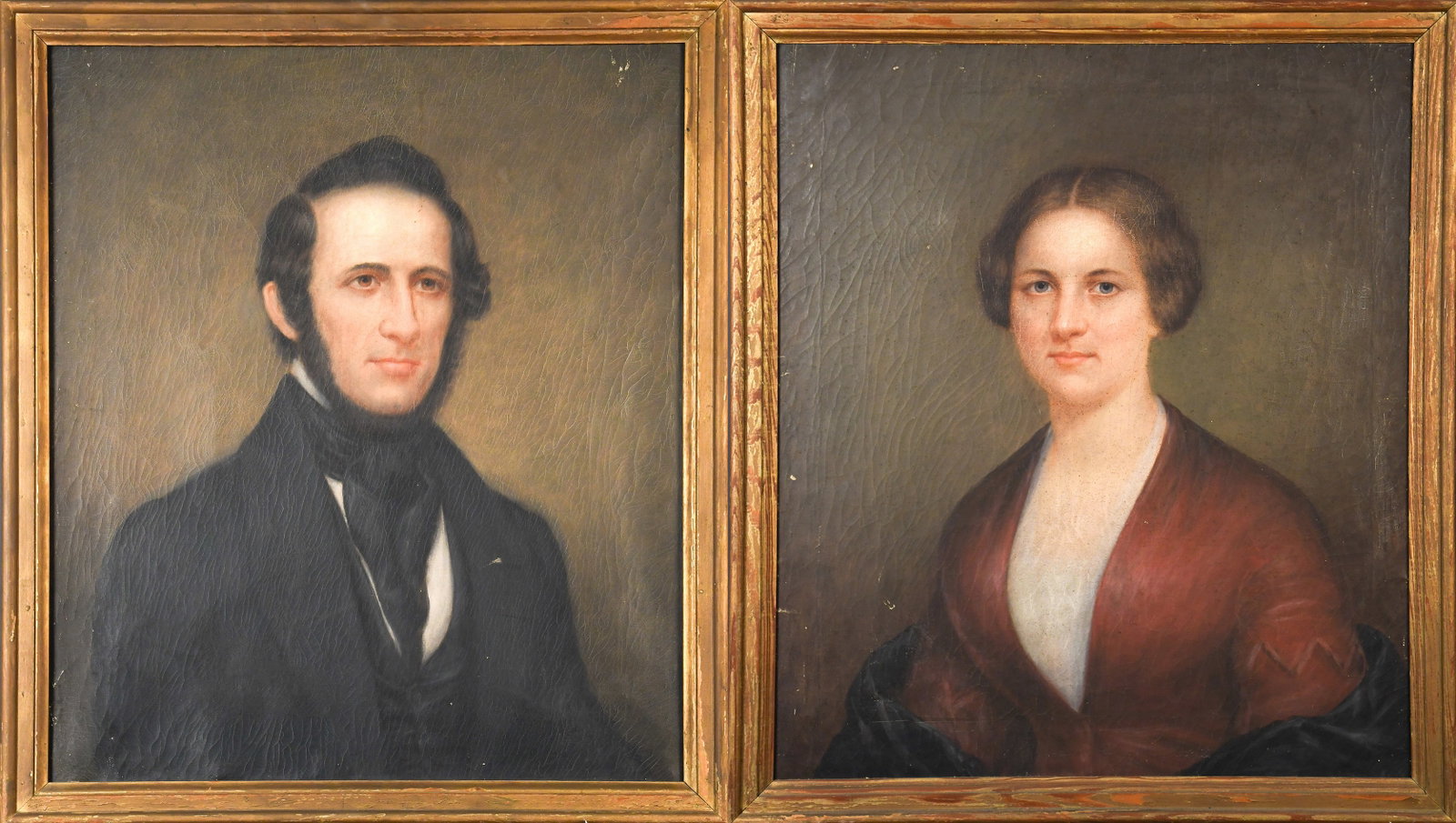 PR. 19TH C. OILS, PORTRAITS OF MAN AND WOMAN. (1 of 1)