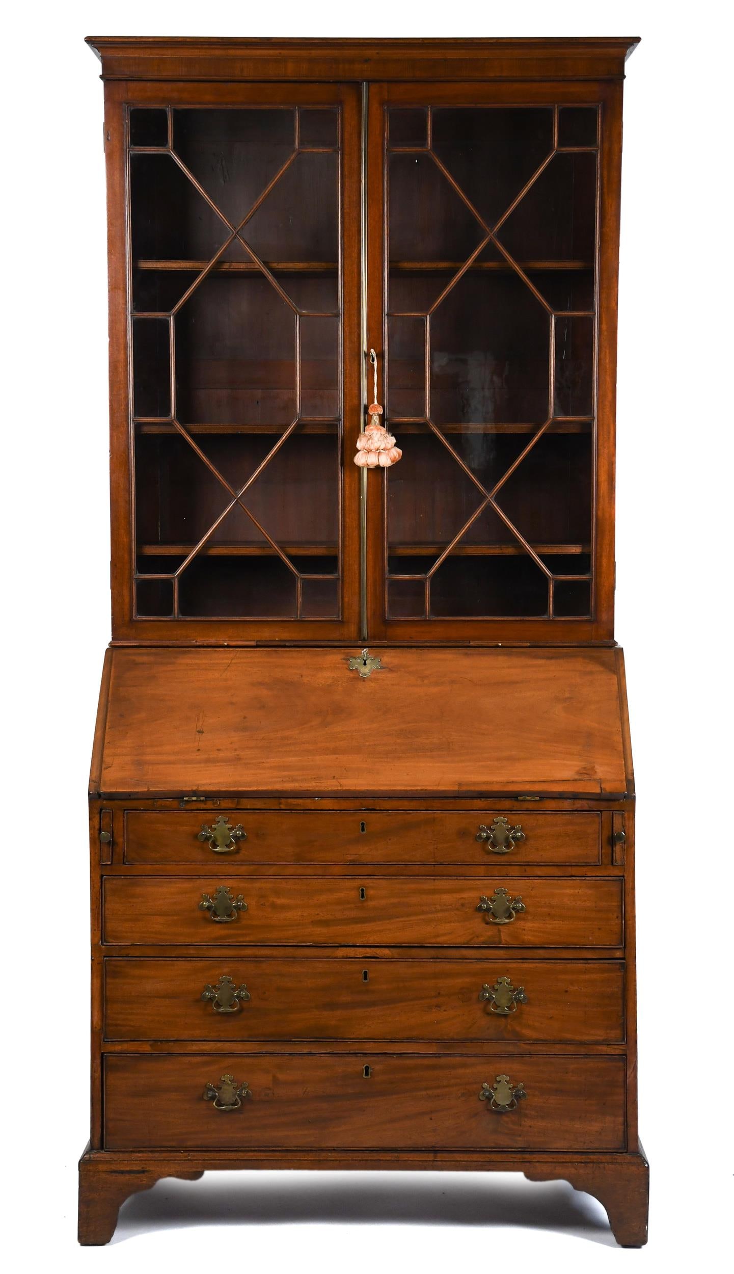 18TH C. ENGLISH CHIPPENDALE SECRETARY BOOKCASE. (1 of 9)