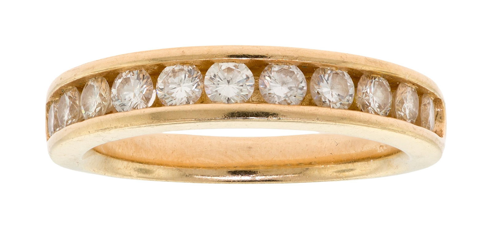 14K GOLD .75 CT. TW. CHANNEL SET DIAM BAND. (1 of 10)
