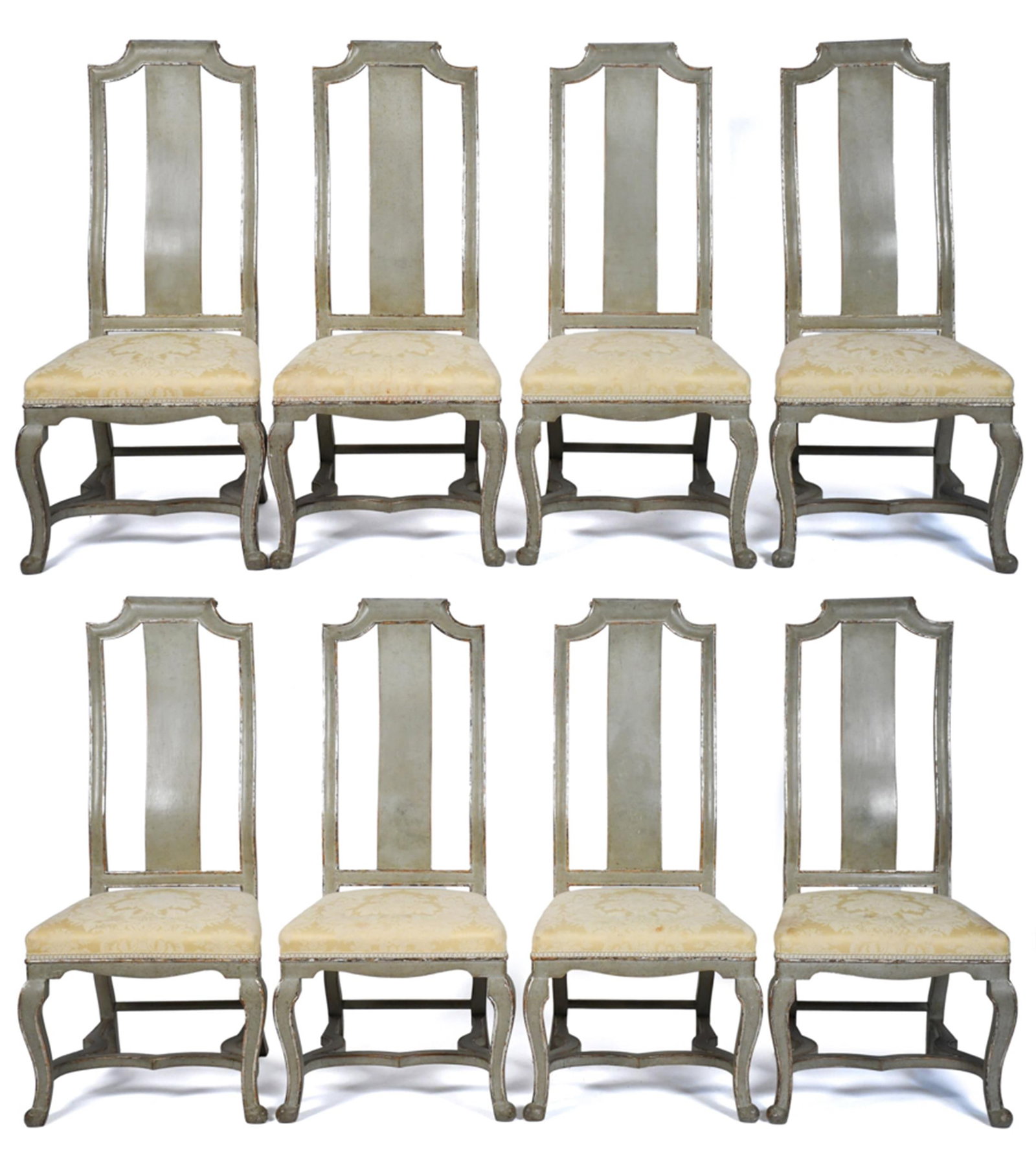 EIGHT CONTINENTAL PAINTED DINING CHAIRS. (1 of 1)